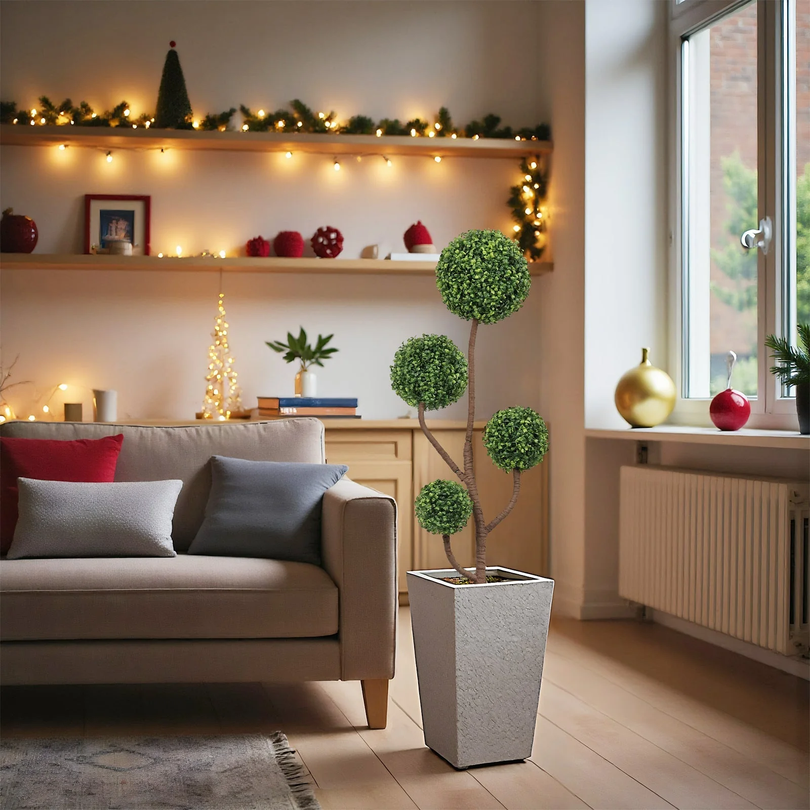 4FT Tall Artificial Boxwood Topiary Tree - Image 7