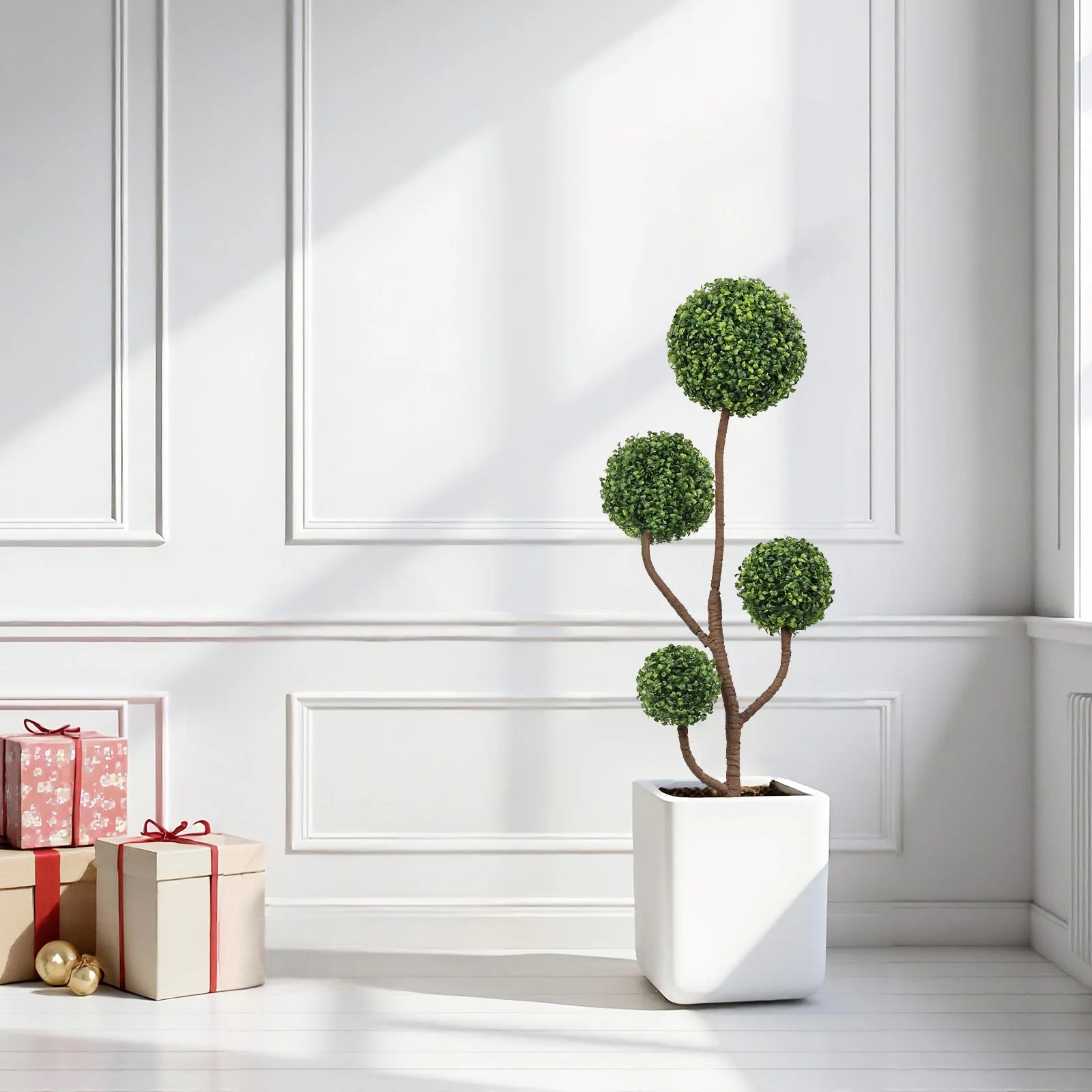 4FT Tall Artificial Boxwood Topiary Tree - Image 8