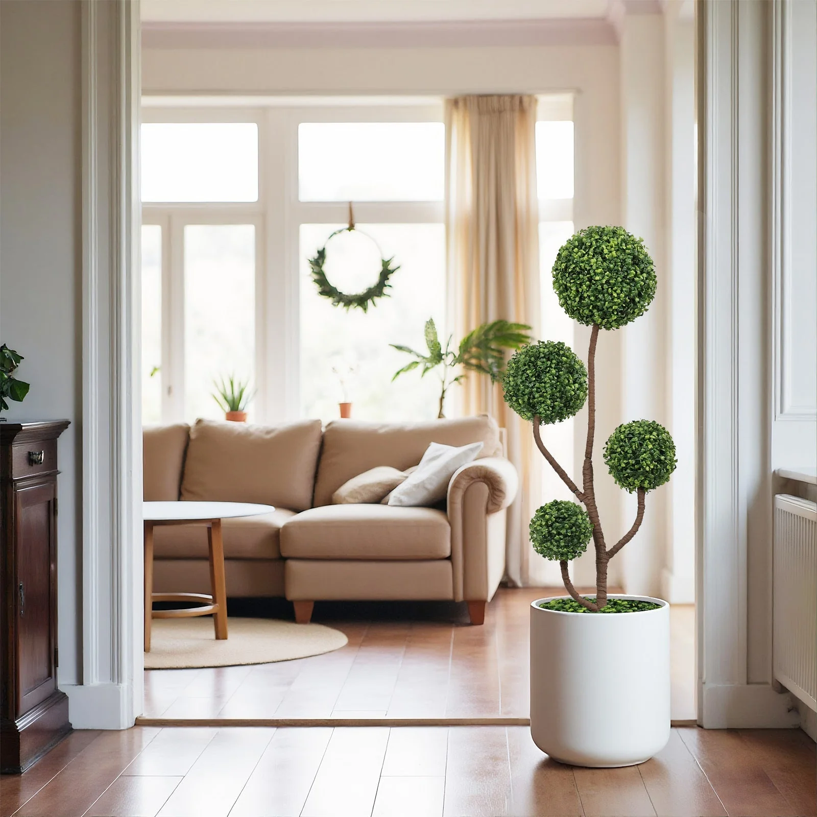 4FT Tall Artificial Boxwood Topiary Tree - Image 9