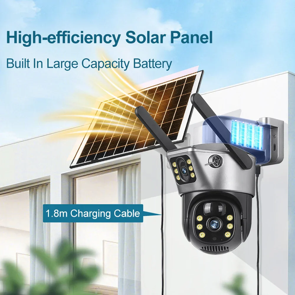 4G WiFi Solar Security Camera Dual Lens 8MP 4K PIR Night Vision Outdoor - Image 3