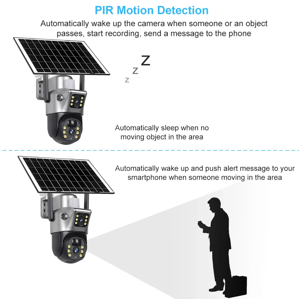4G WiFi Solar Security Camera Dual Lens 8MP 4K PIR Night Vision Outdoor - Image 5