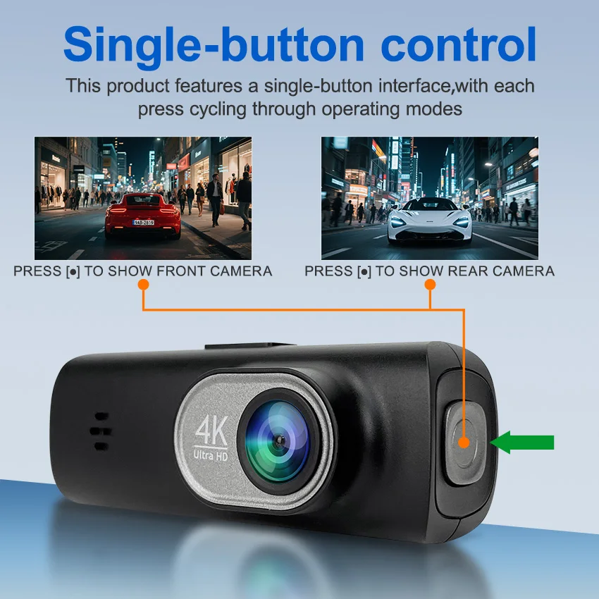 4K Dash Cam 2Inch UHD Front Rear Car DVR WiFi APP Control Night Vision 2Channel - Image 3