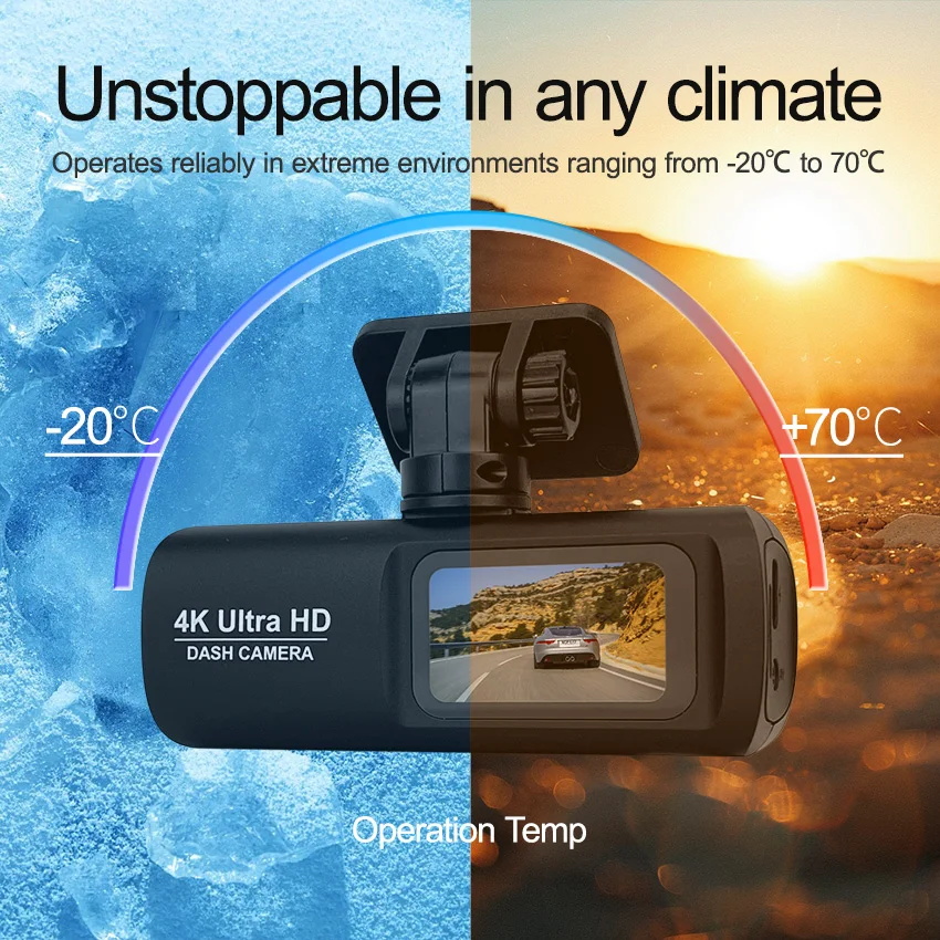 4K Dash Cam 2Inch UHD Front Rear Car DVR WiFi APP Control Night Vision 2Channel - Image 6