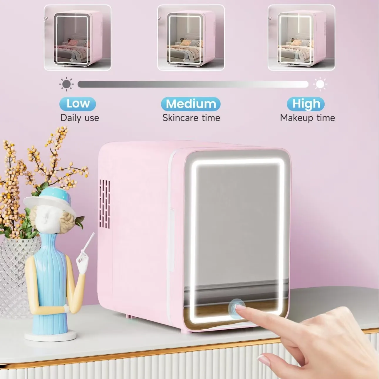 4L Mini Beauty Fridge for Cosmetics Skincare Portable with Built-in LED Light - Image 3