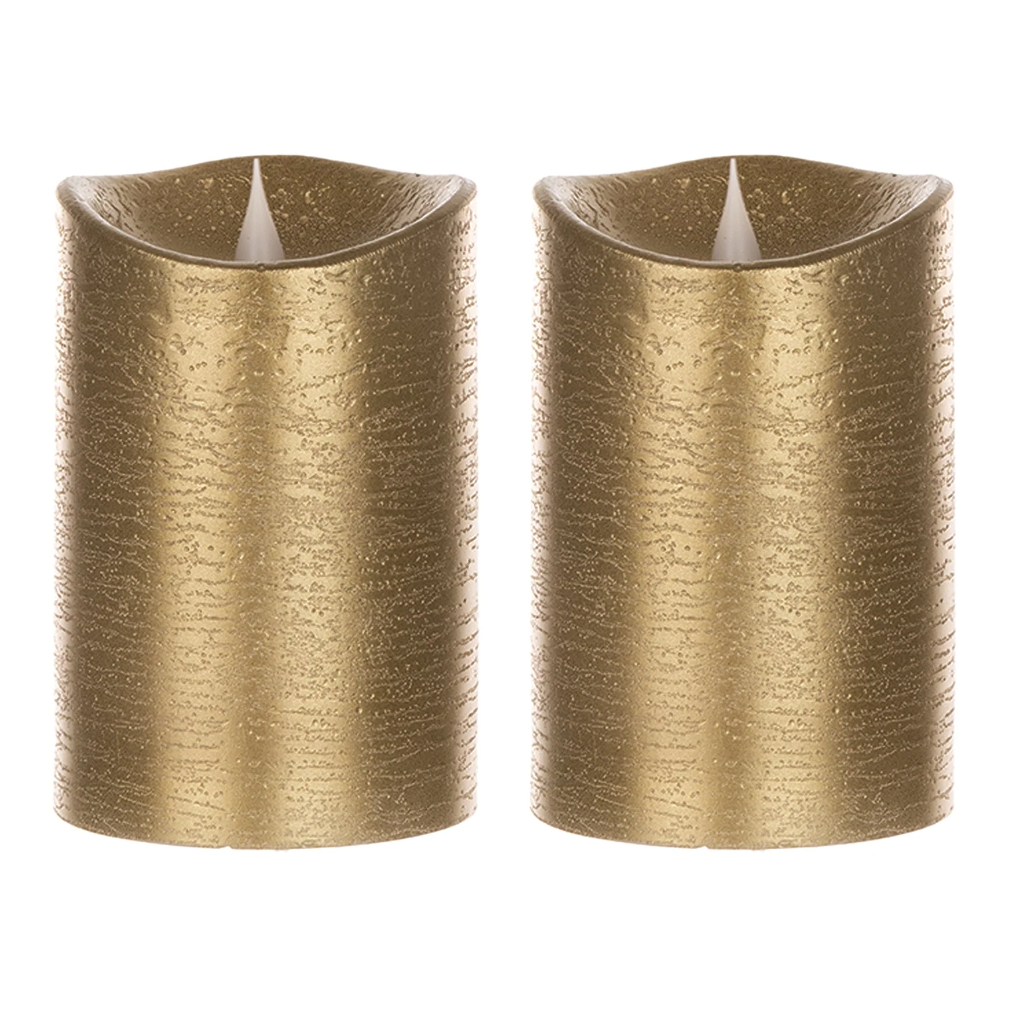5.25" Gold Simplux Designer LED Candle with remote (Set of 2) - Image 2