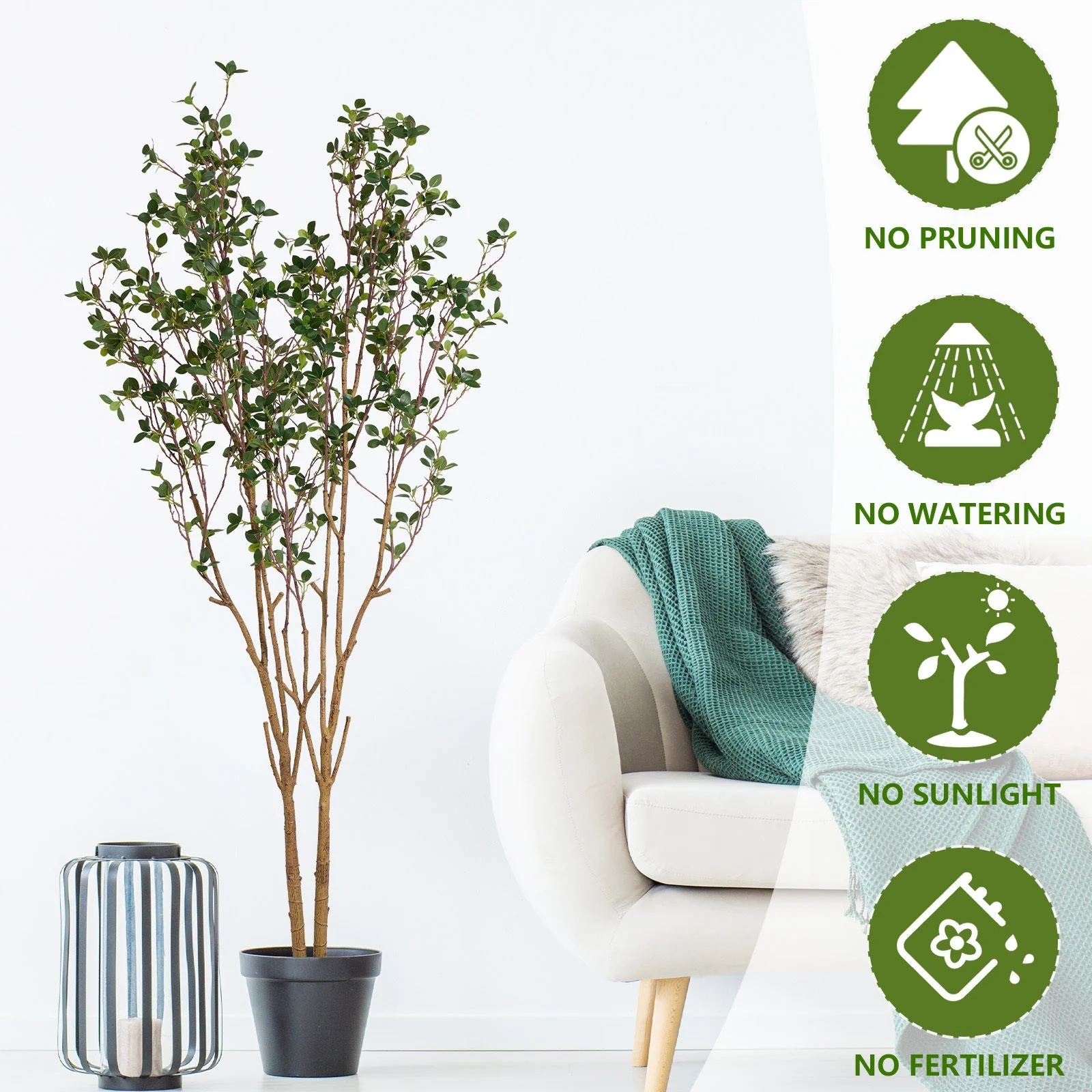 5.2FT Artificial Tree Graceful Evergreen Faux Plant - Image 4