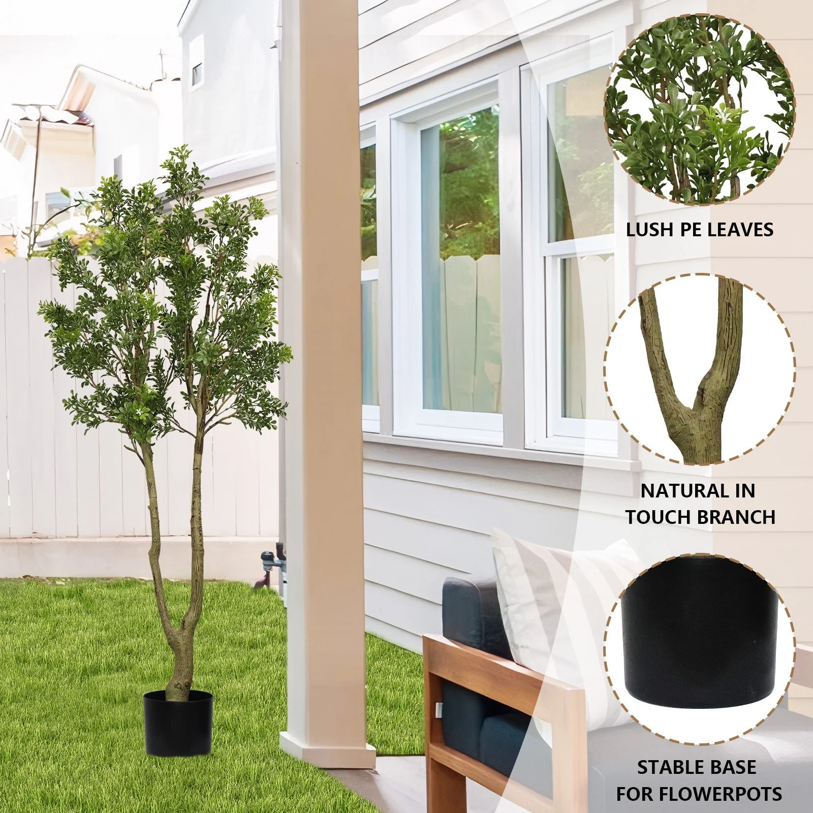 5.2FT Artificial Tree Tall Lush Evergreen Faux Plant - Image 5