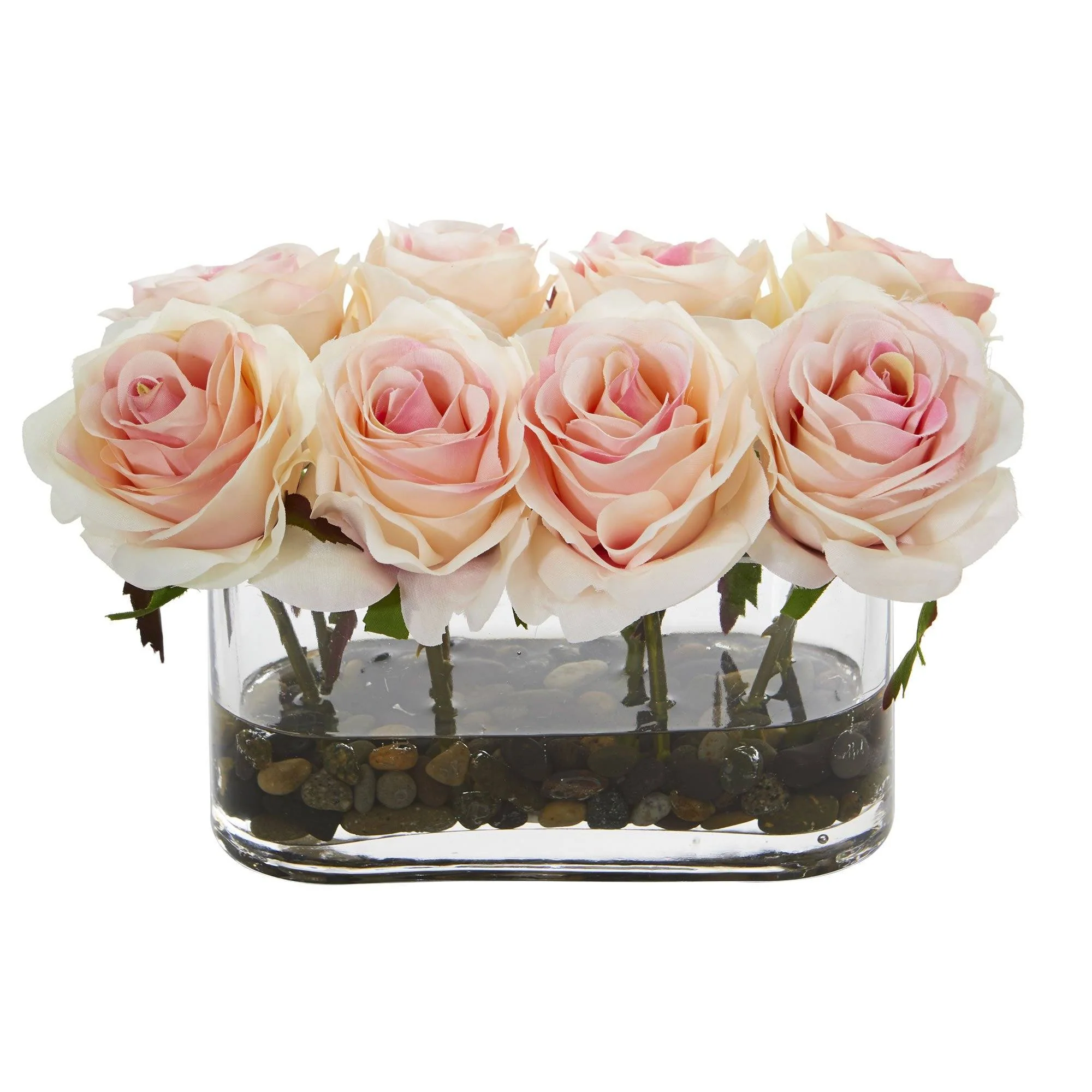 5.5” Blooming Roses in Glass Vase Artificial Arrangement - Image 2