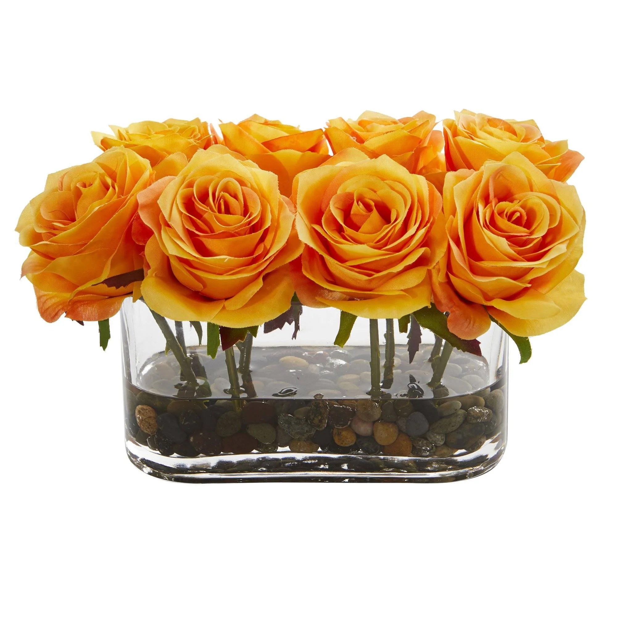 5.5” Blooming Roses in Glass Vase Artificial Arrangement - Image 3