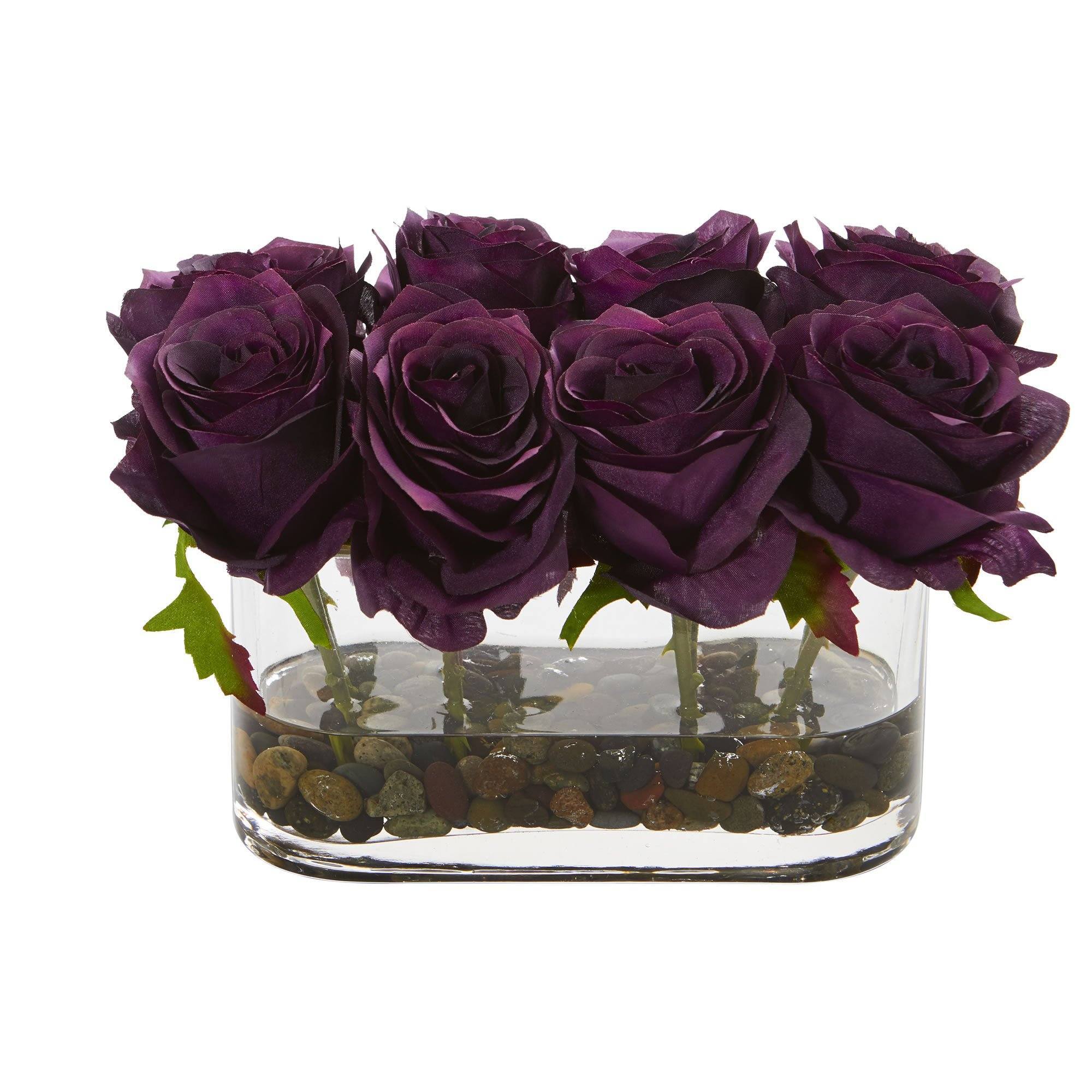 5.5” Blooming Roses in Glass Vase Artificial Arrangement - Image 4