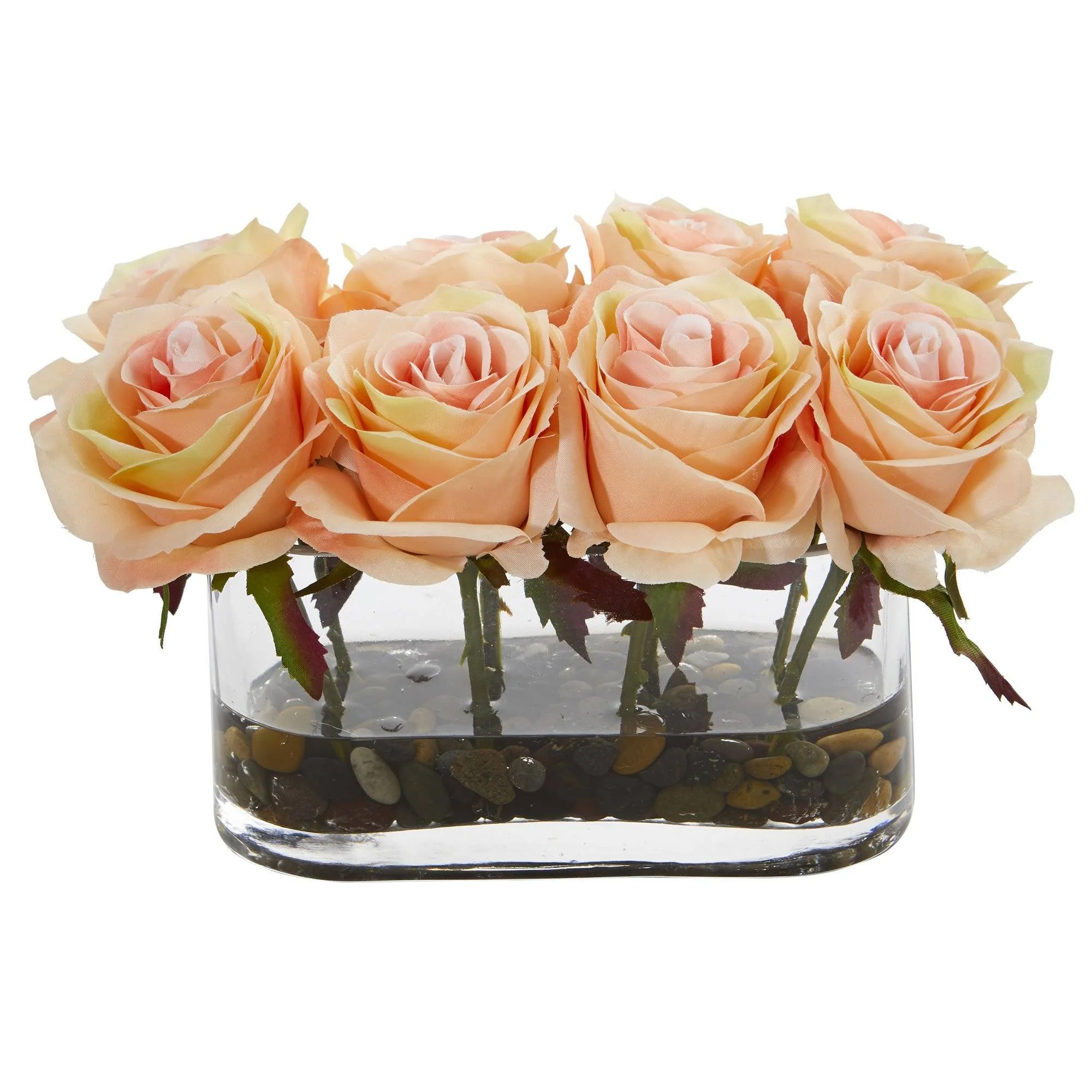 5.5” Blooming Roses in Glass Vase Artificial Arrangement - Image 5