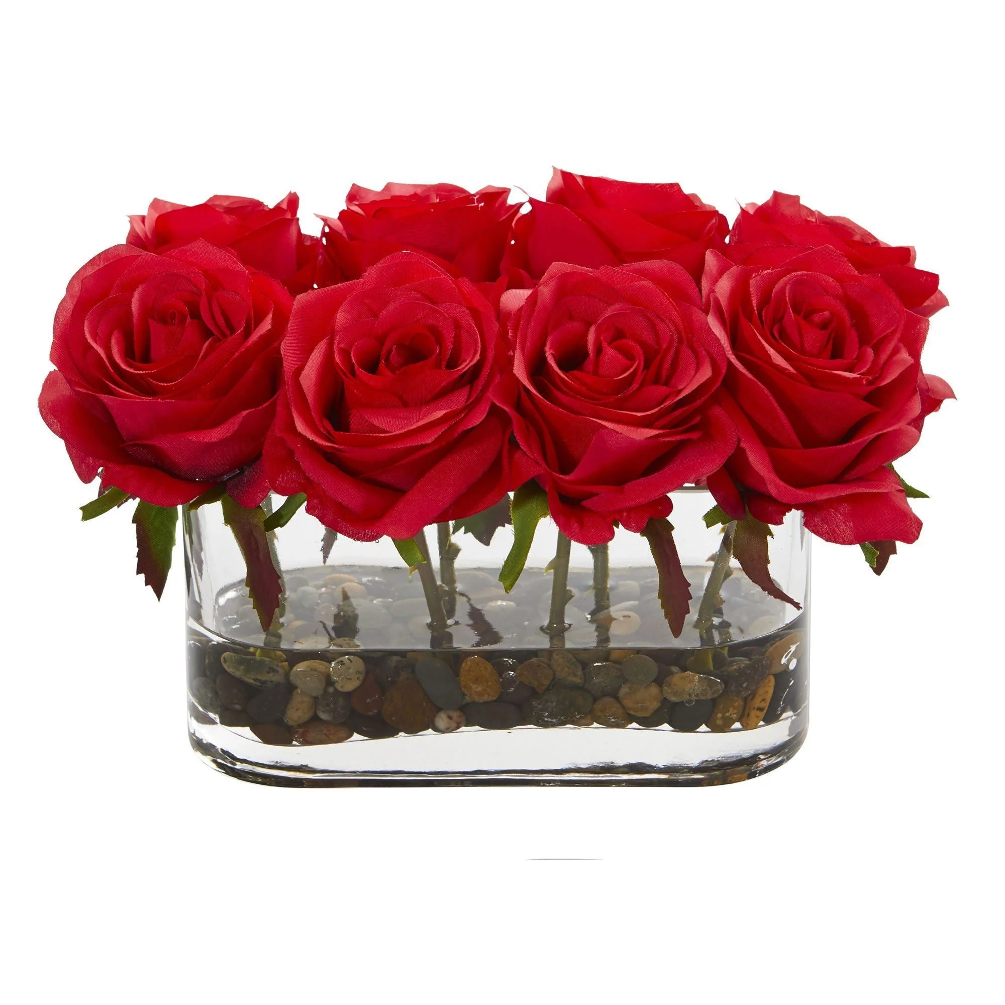 5.5” Blooming Roses in Glass Vase Artificial Arrangement - Image 6