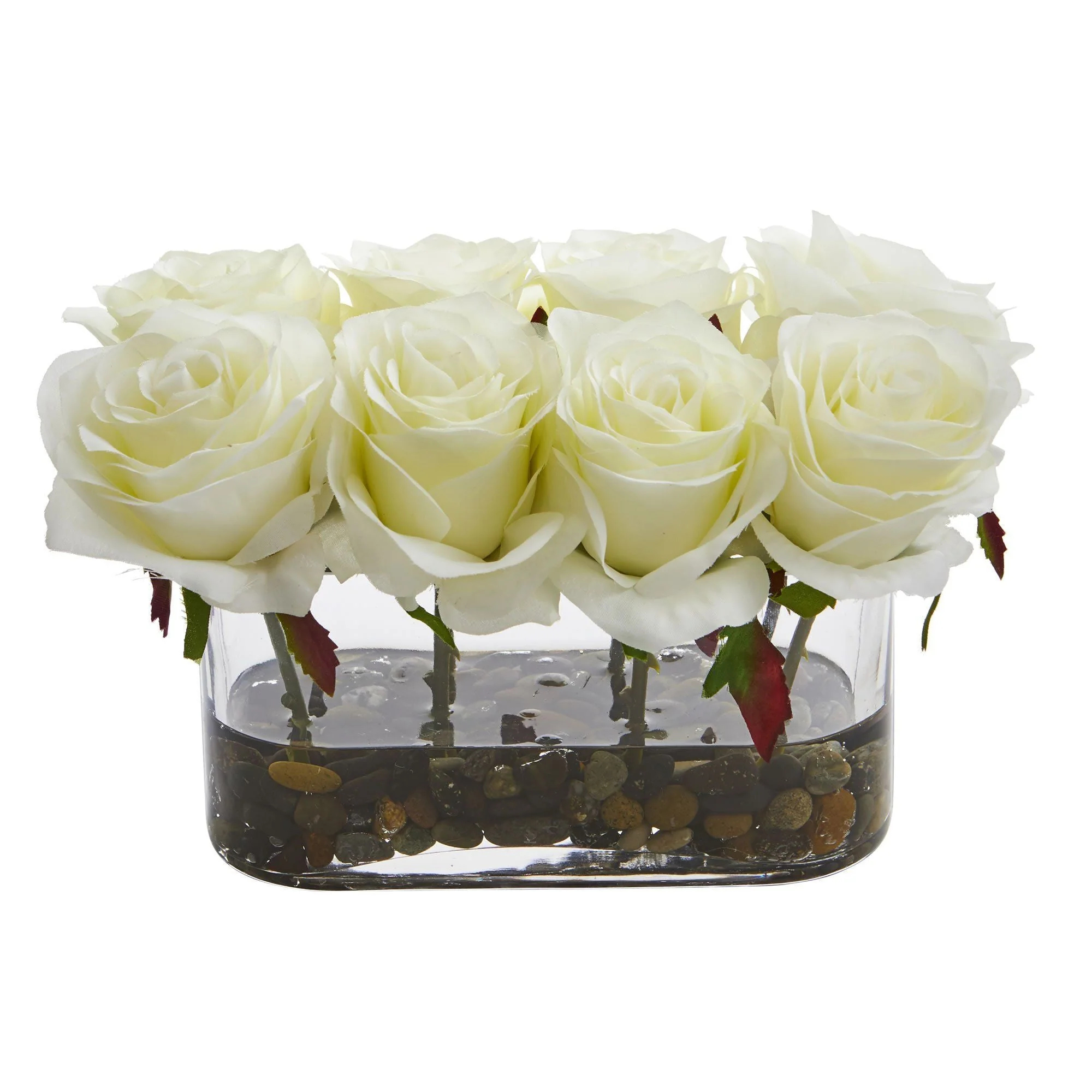 5.5” Blooming Roses in Glass Vase Artificial Arrangement - Image 7