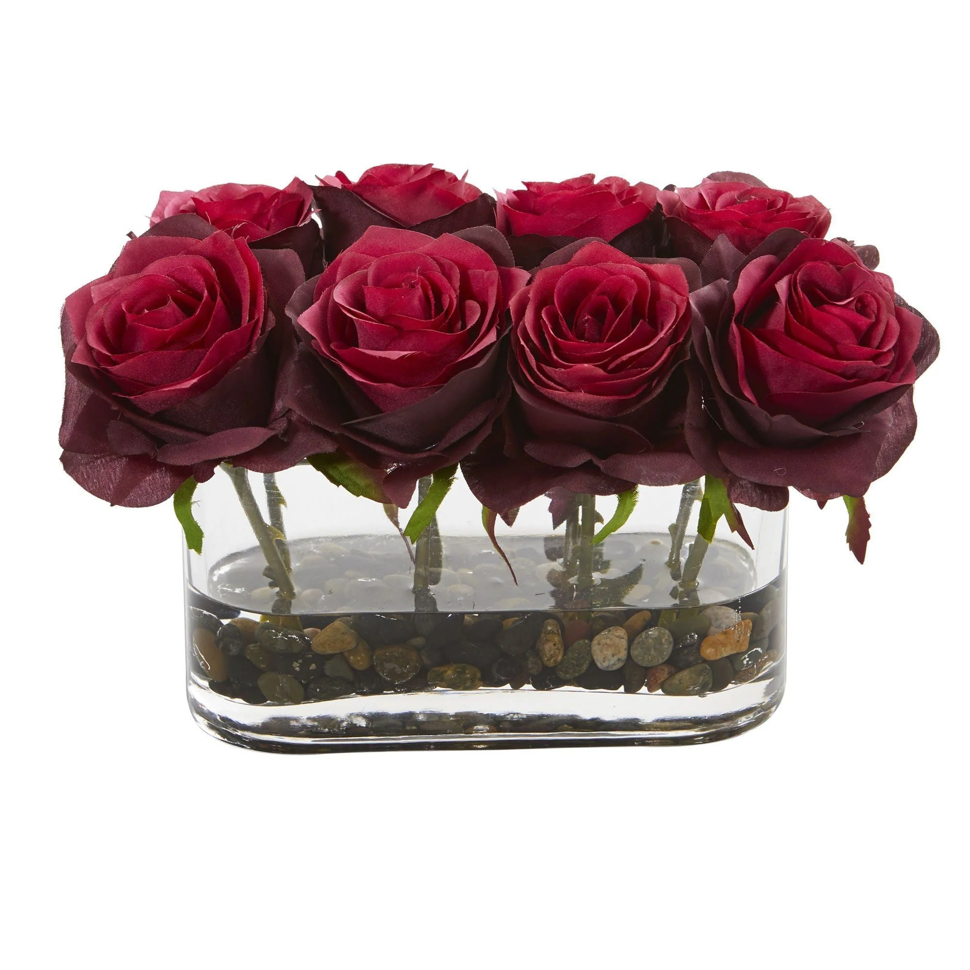5.5” Blooming Roses in Glass Vase Artificial Arrangement - Image 8
