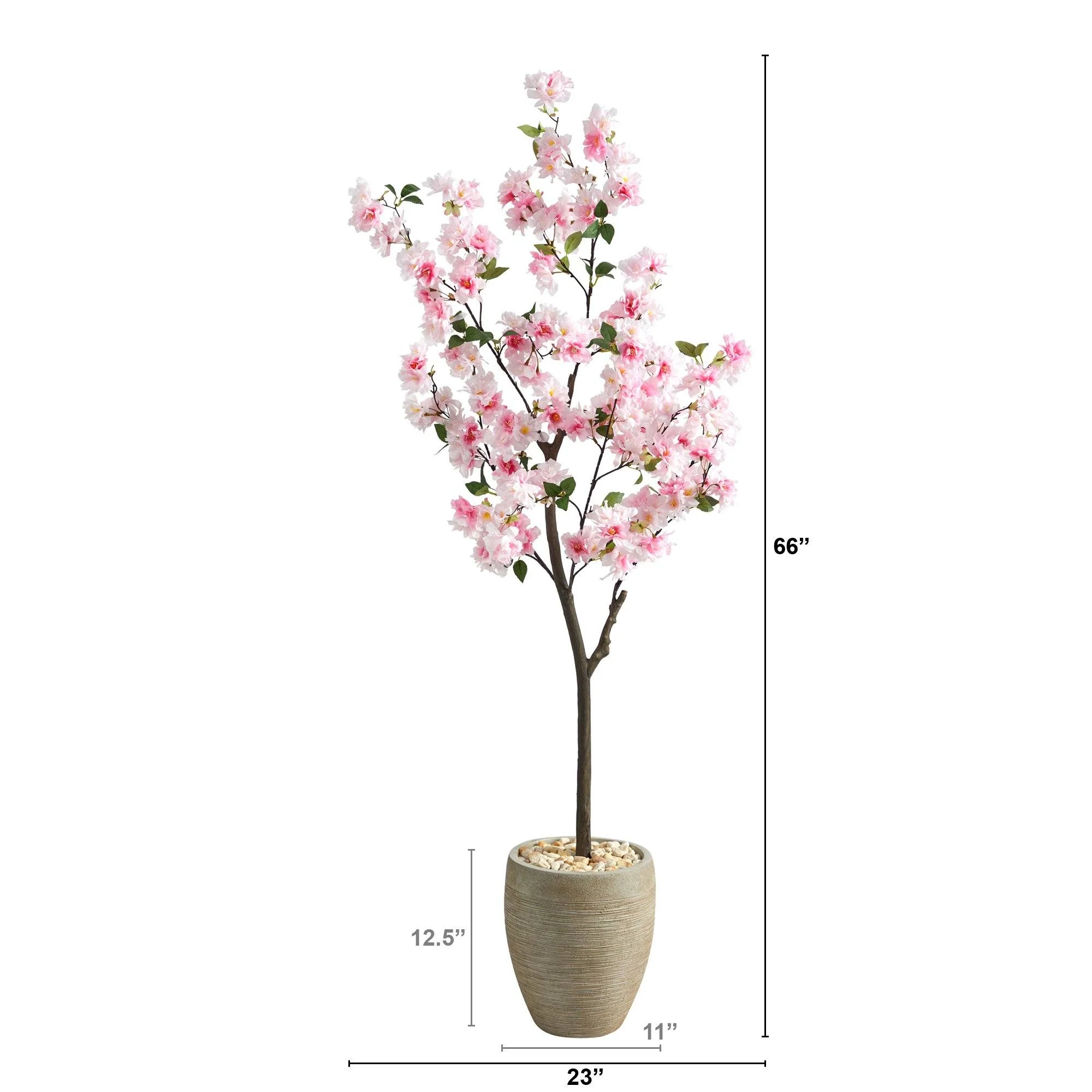 5.5’ Cherry Blossom Artificial Tree in Sand Colored Planter - Image 2
