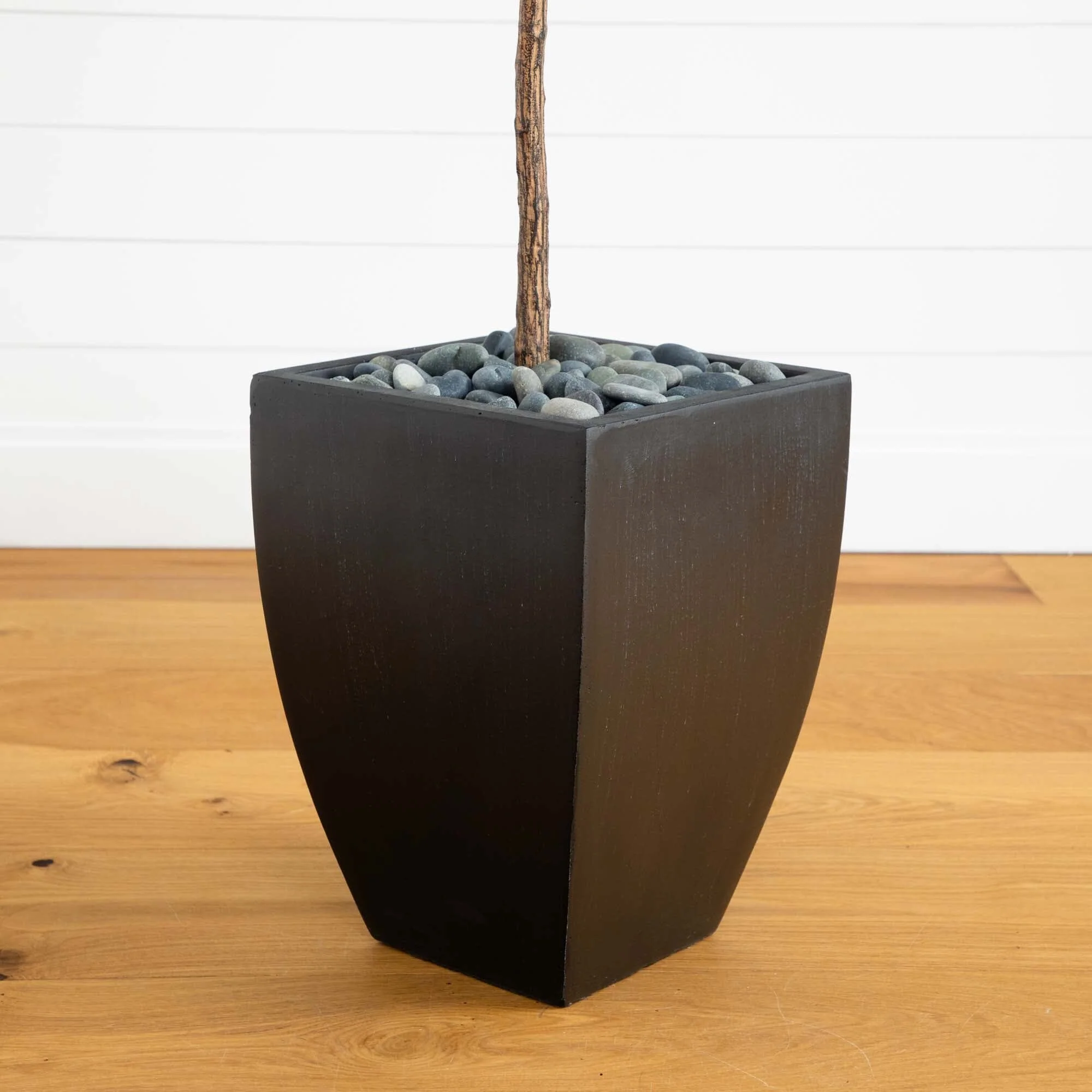 5.5’ Fiddle Leaf Artificial Tree in Black Planter (Real Touch) - Image 4