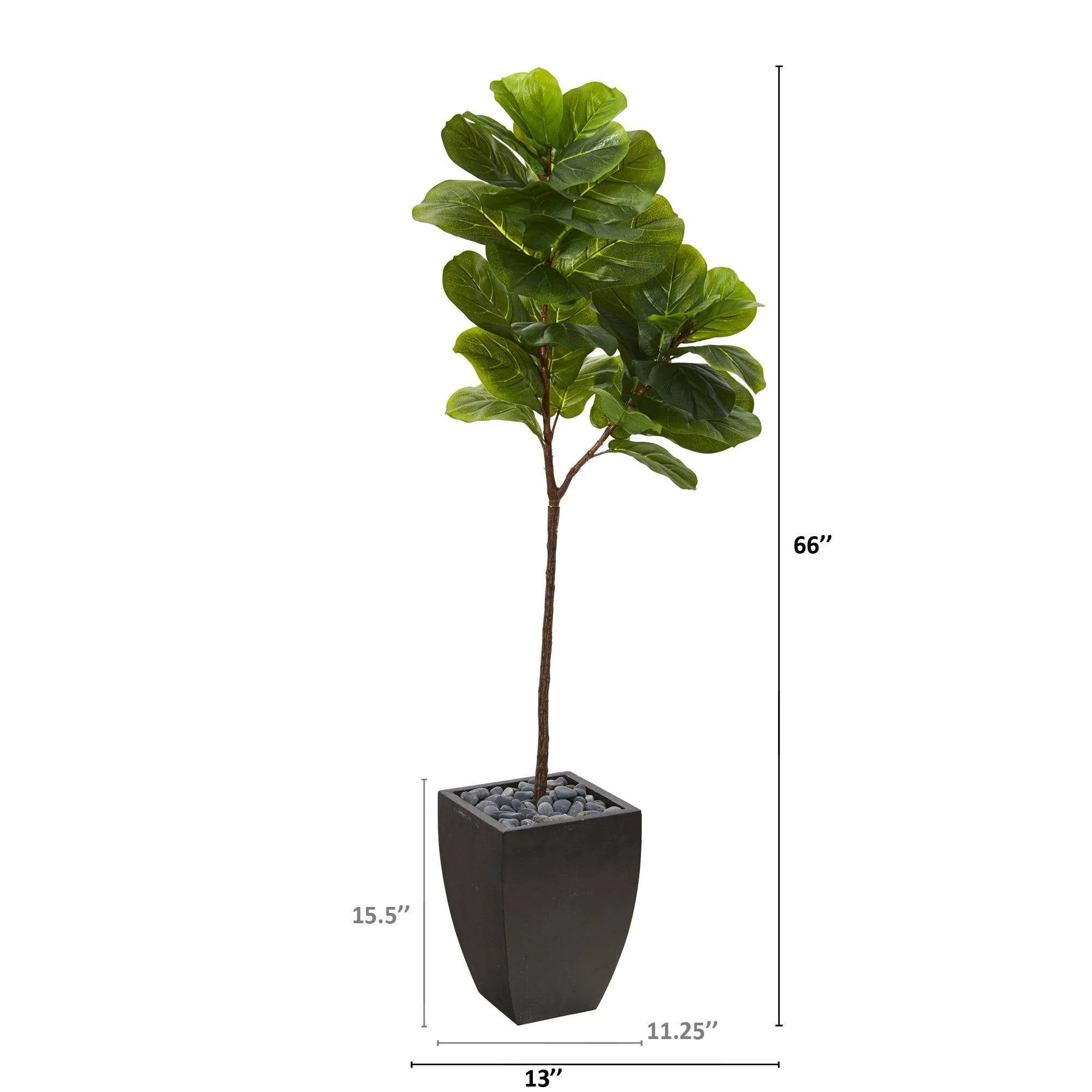 5.5’ Fiddle Leaf Artificial Tree in Black Planter (Real Touch) - Image 5