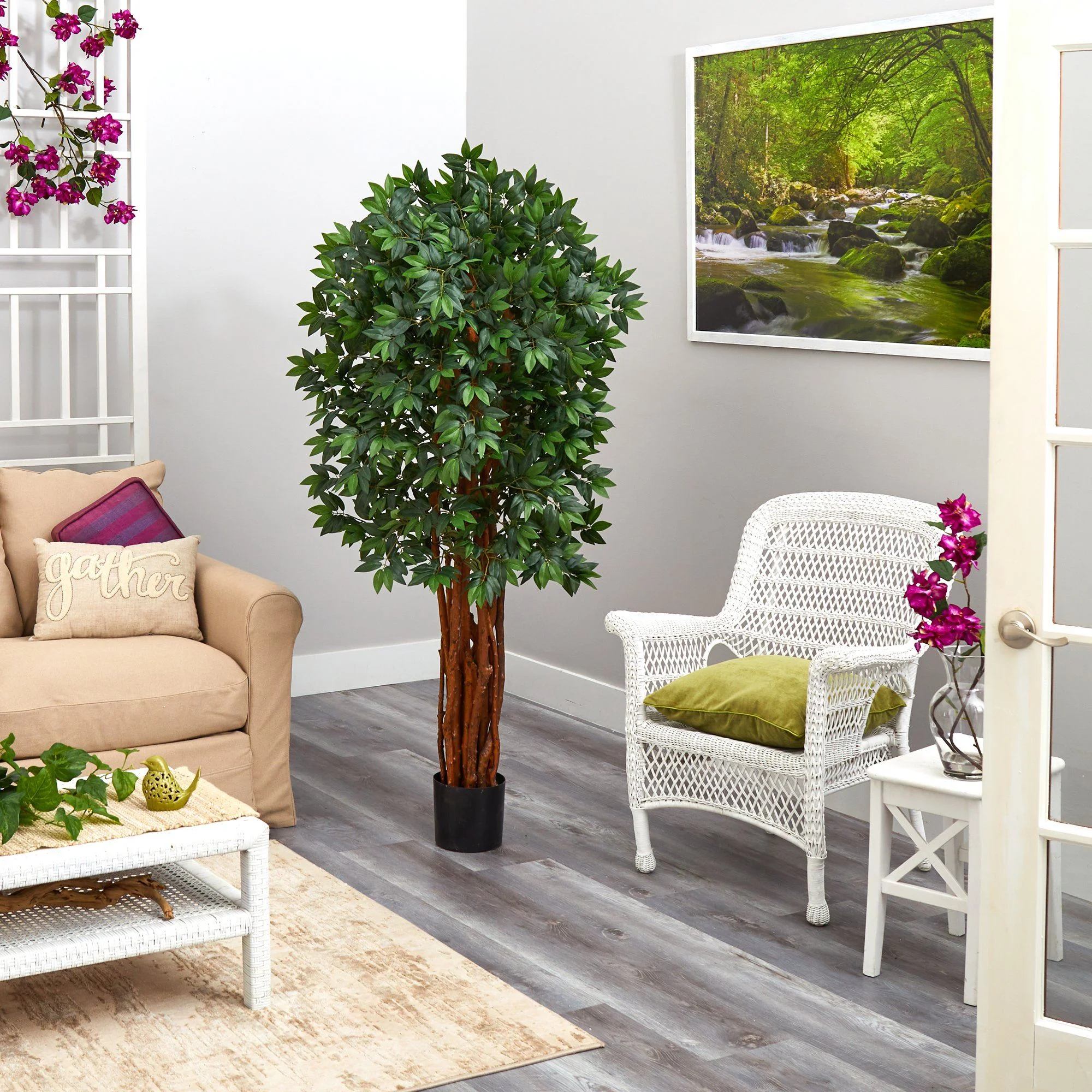 5.5’ Lychee Artificial Tree with Natural Trunk - Image 3