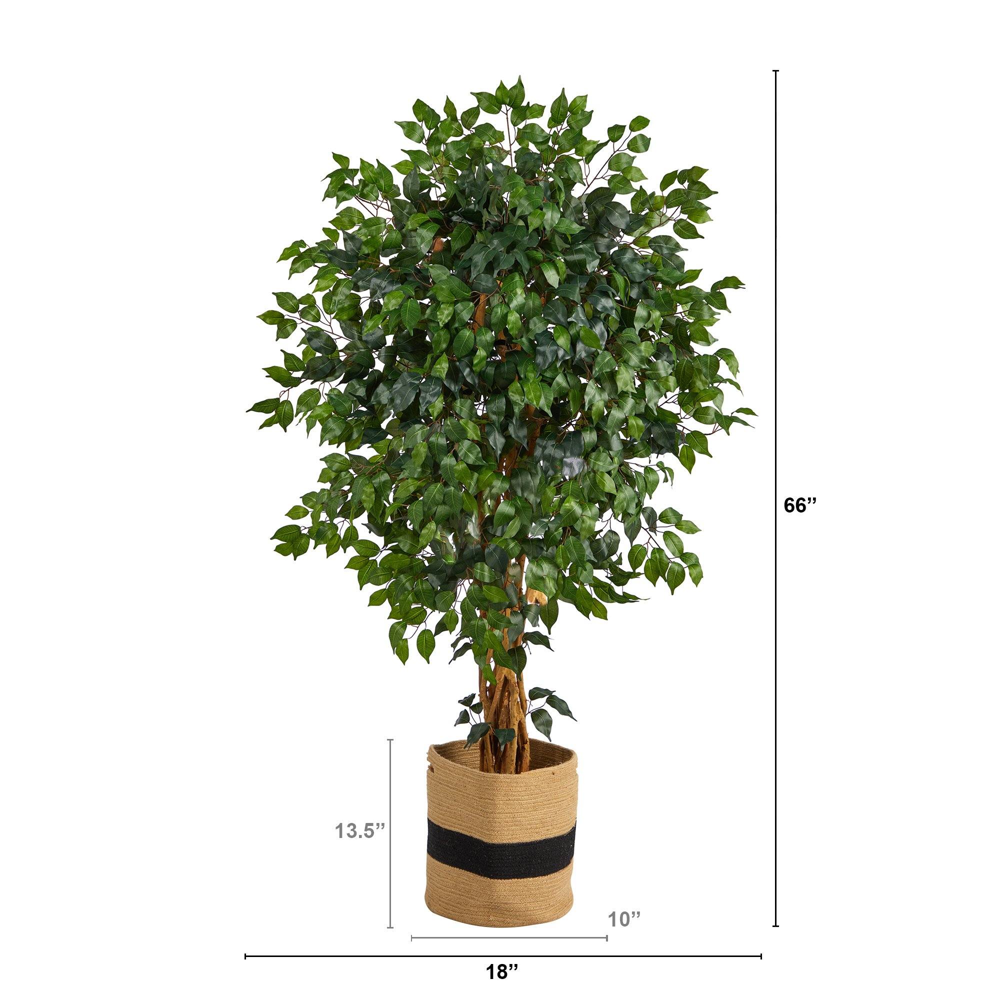 5.5’ Palace Ficus Artificial Tree in Handmade Natural Cotton Planter - Image 2