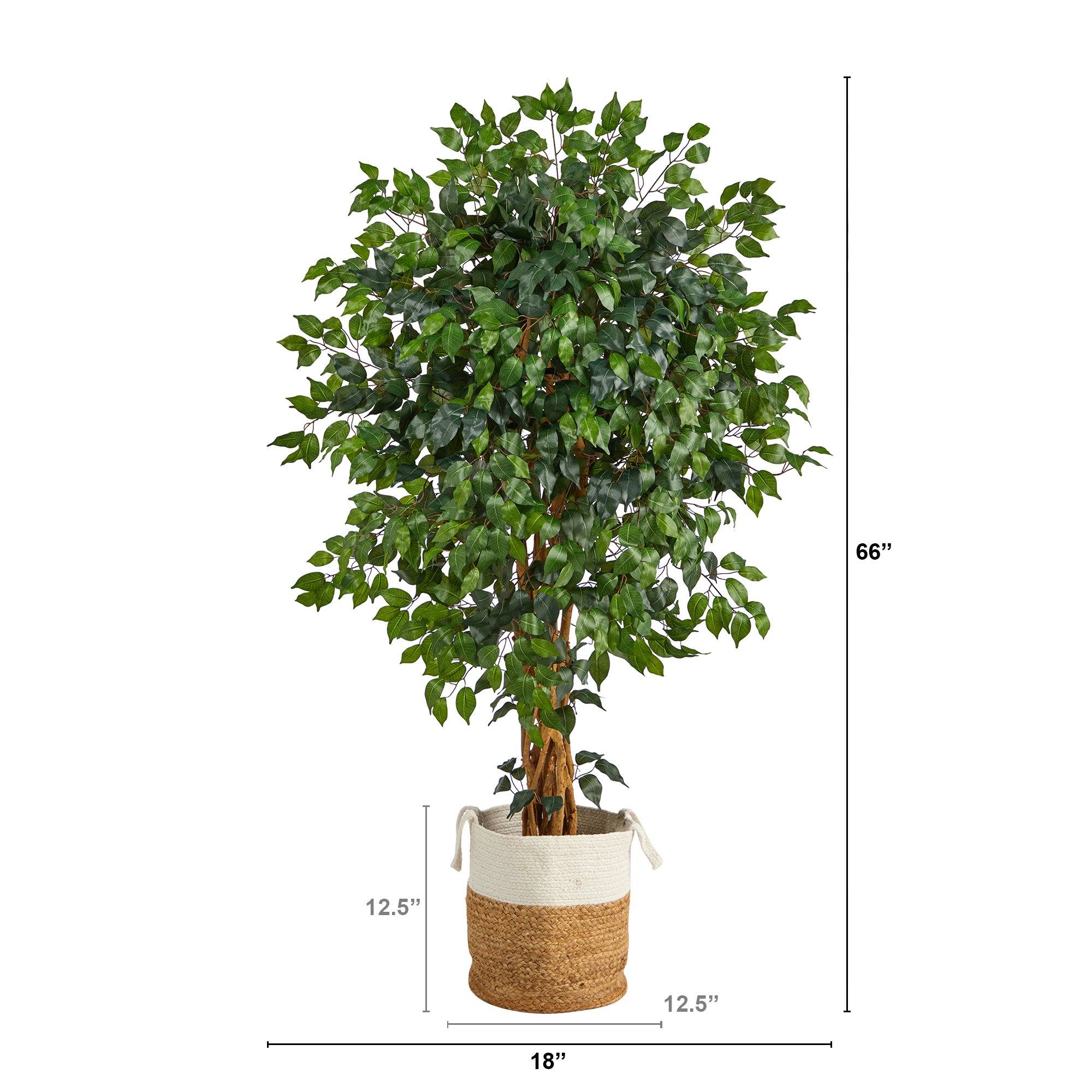 5.5’ Palace Ficus Artificial Tree with in Handmade Natural Jute and Cotton Planter - Image 2