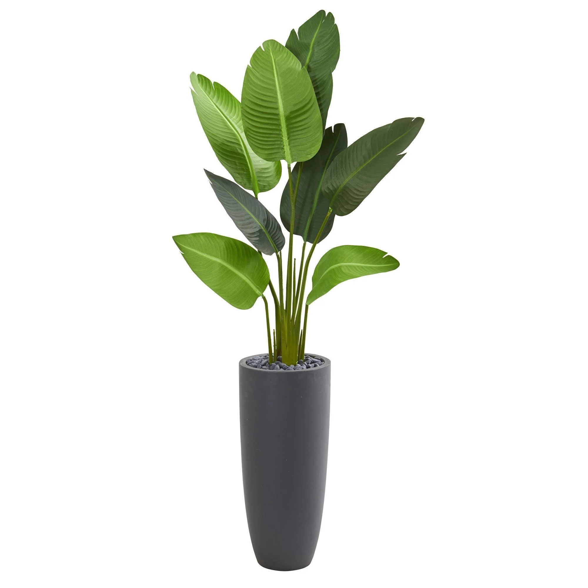 5.5’ Traveler's Palm Artificial Tree in Gray Planter - Image 7