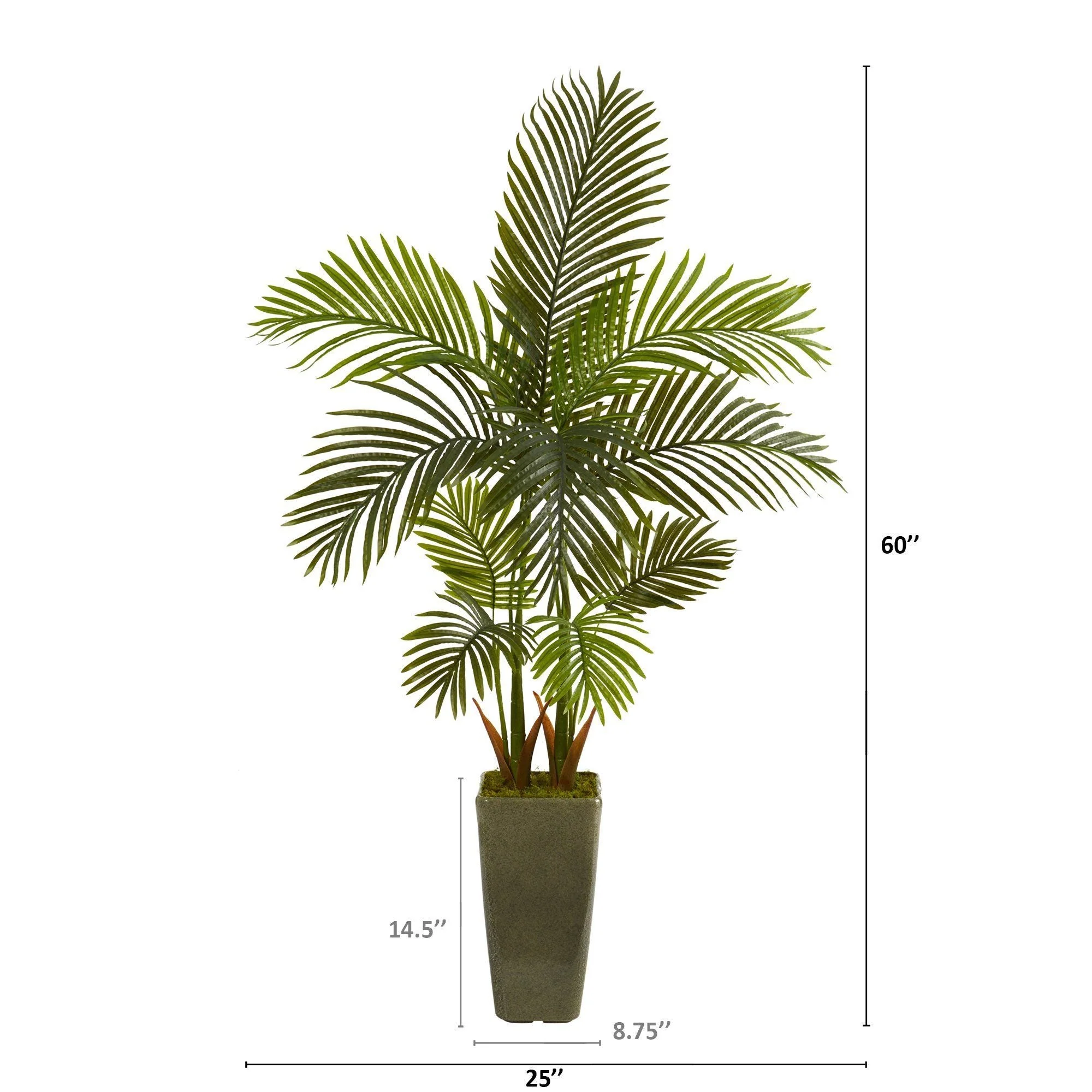 5’ Areca Palm Artificial Tree in Green Planter - Image 2