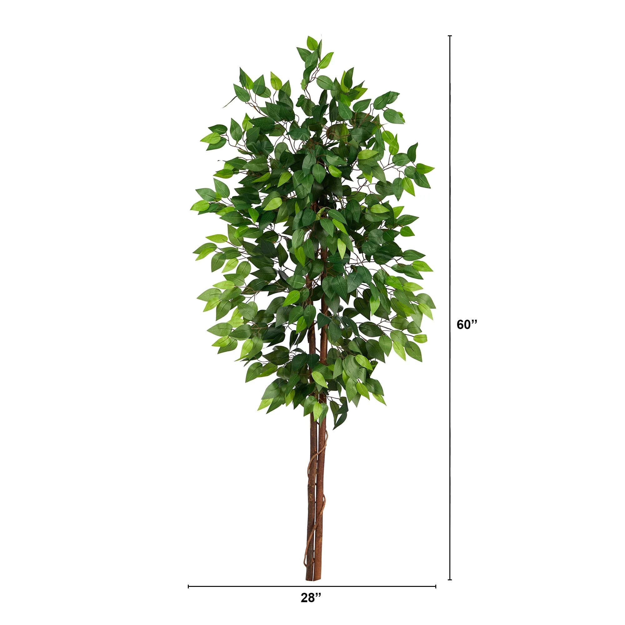 5’ Artificial Double Trunk Ficus Tree (No Pot) - Image 3