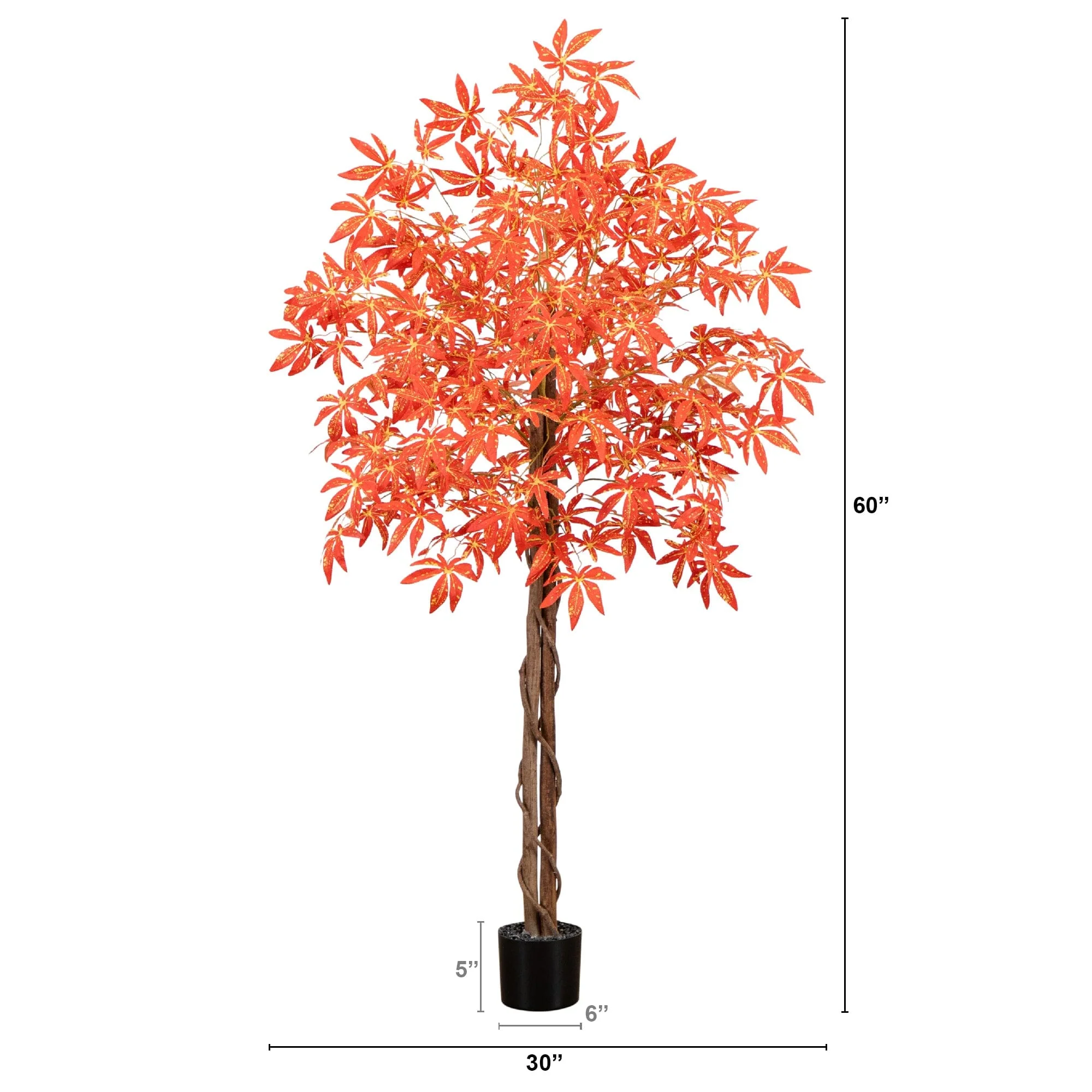 5’ Autumn Vibrant Maple Artificial Fall Tree - Image 6