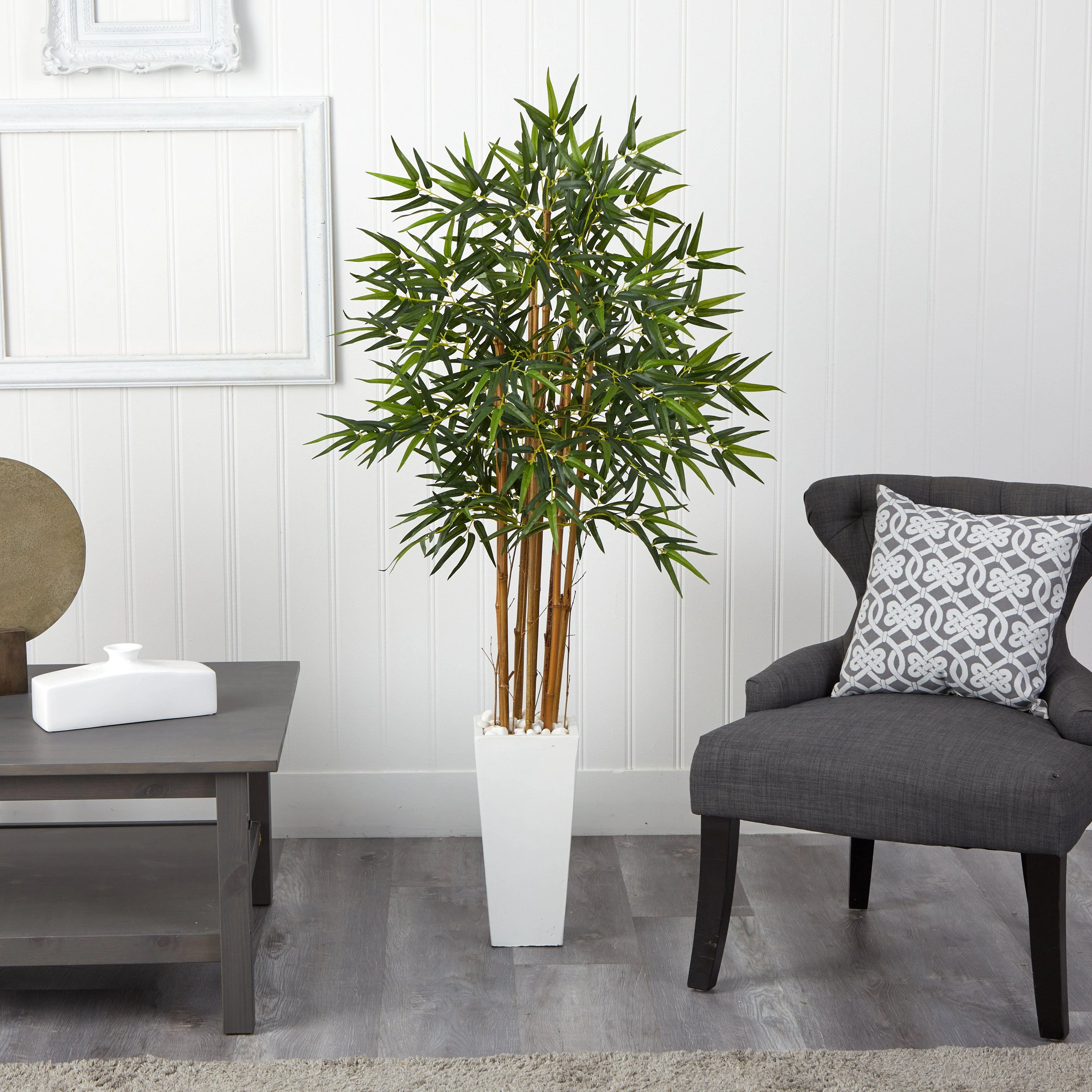 5’ Bamboo Tree in White Tower Planter - Image 2