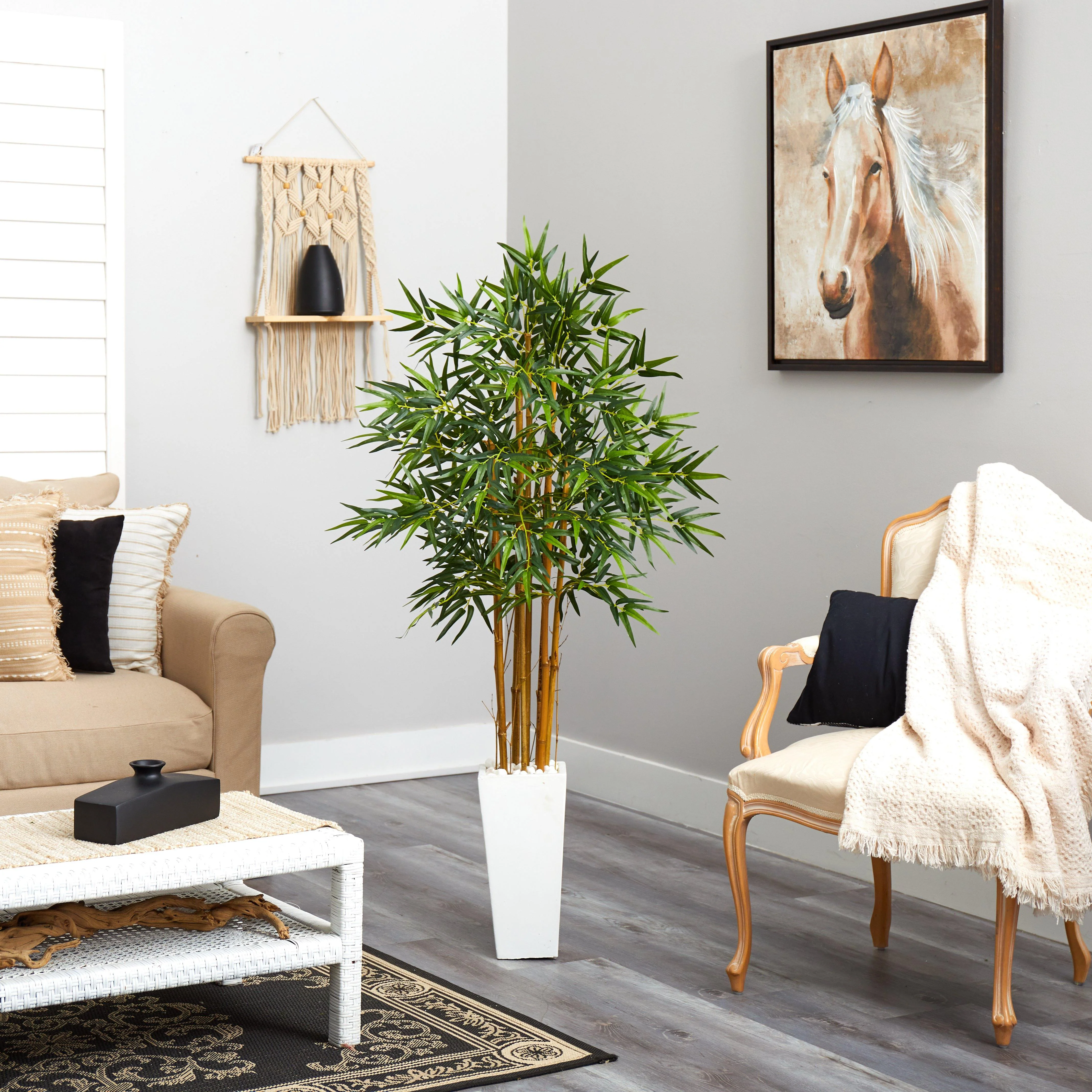 5’ Bamboo Tree in White Tower Planter - Image 3
