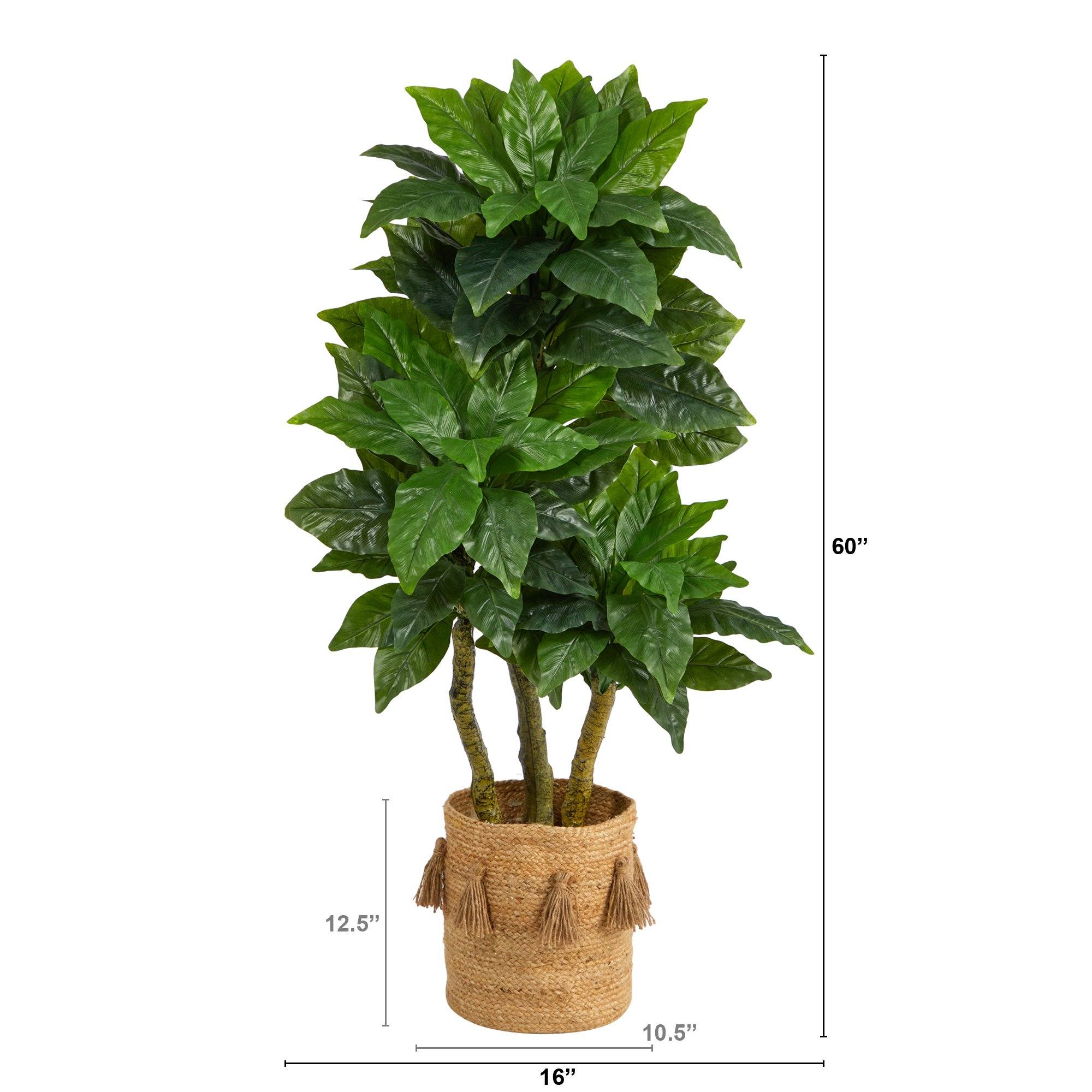 5’ Bird Nest Tree in Handmade Natural Jute Planter with Tassels UV Resistant (Indoor/Outdoor) - Image 2