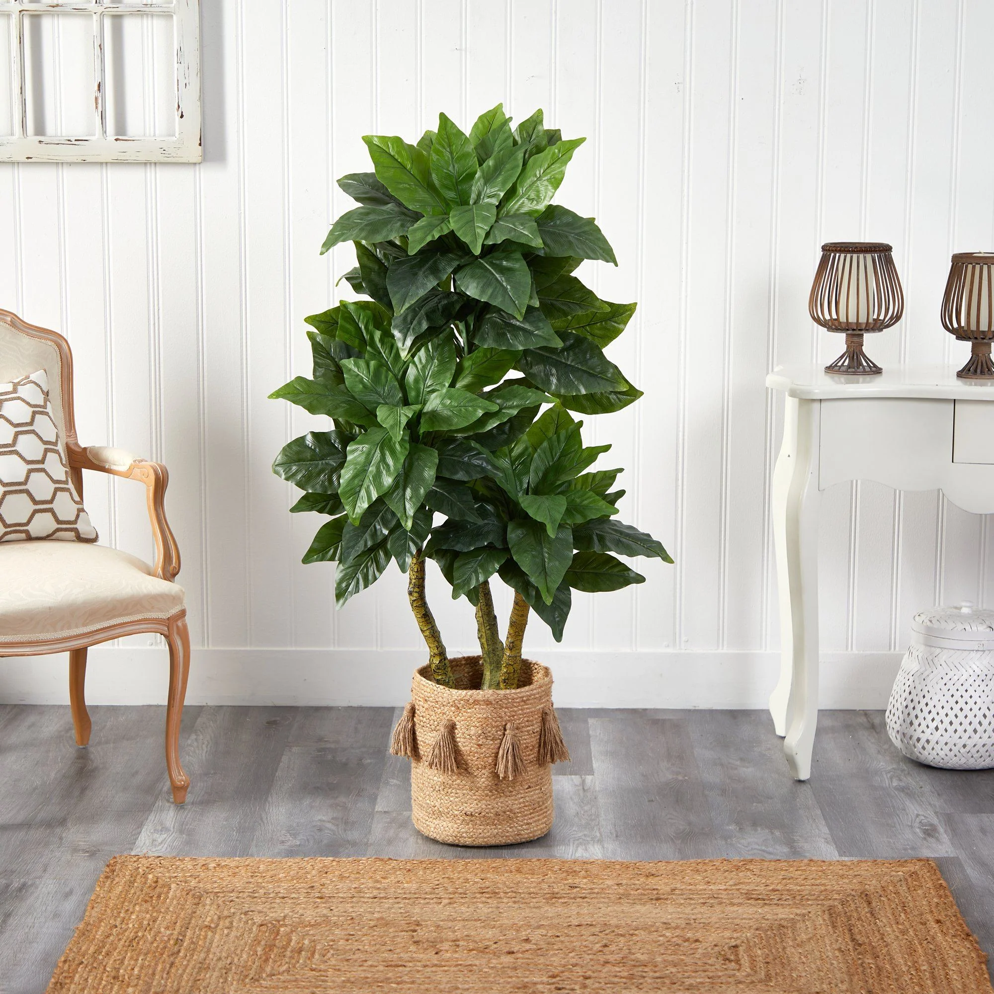 5’ Bird Nest Tree in Handmade Natural Jute Planter with Tassels UV Resistant (Indoor/Outdoor) - Image 3