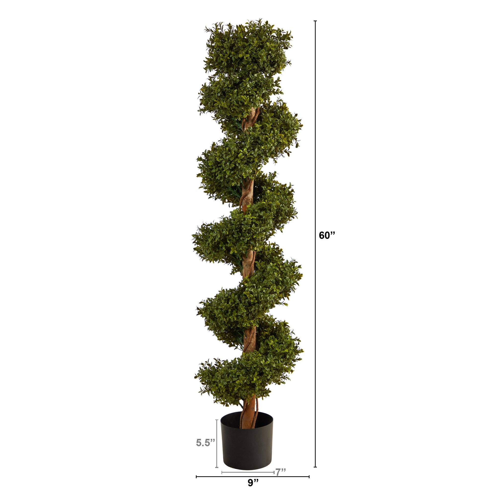 5’ Boxwood Topiary Spiral Artificial Tree (Indoor/Outdoor) - Image 4