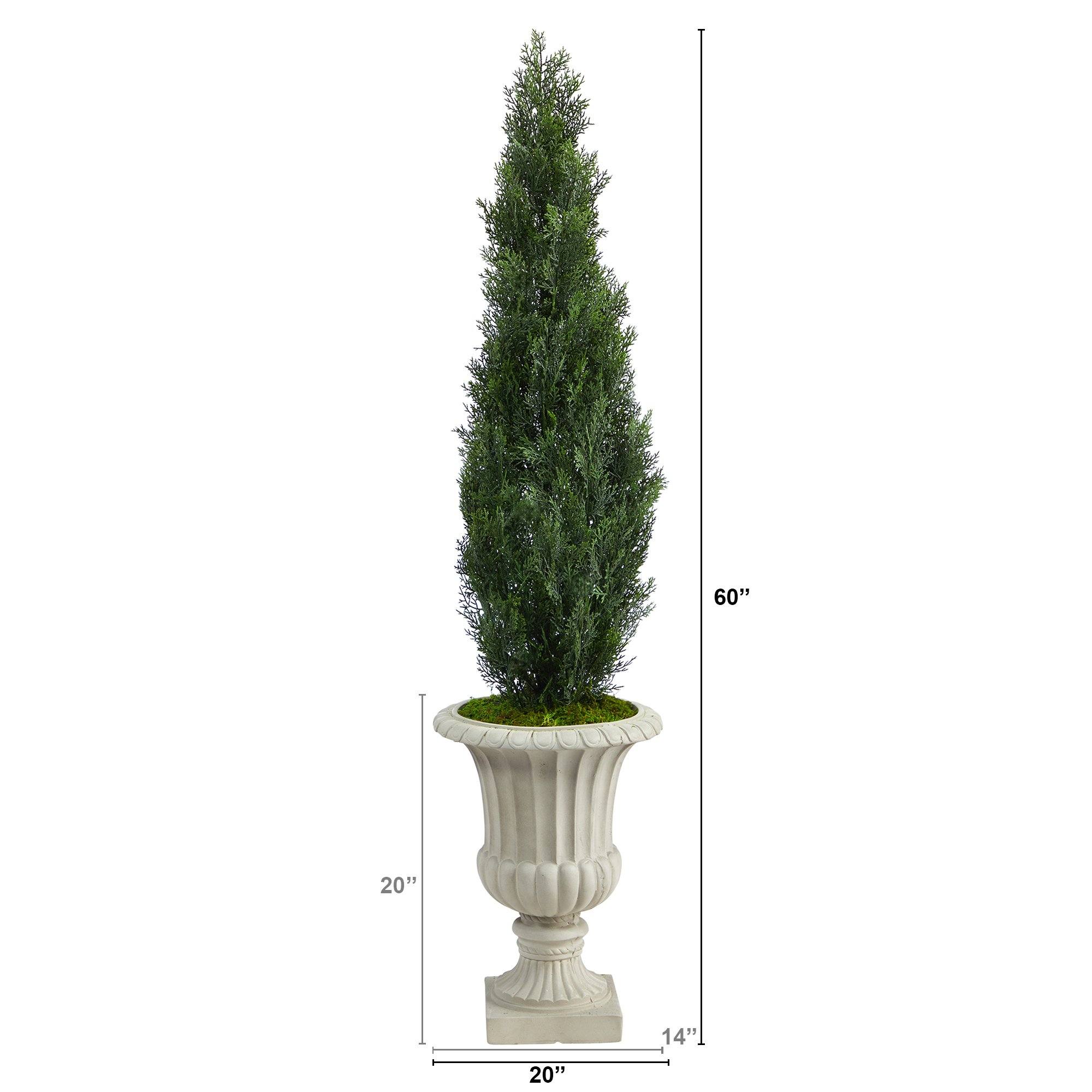 5' Cedar Artificial Tree in Sand Finished Urn (Indoor/Outdoor) - Image 2