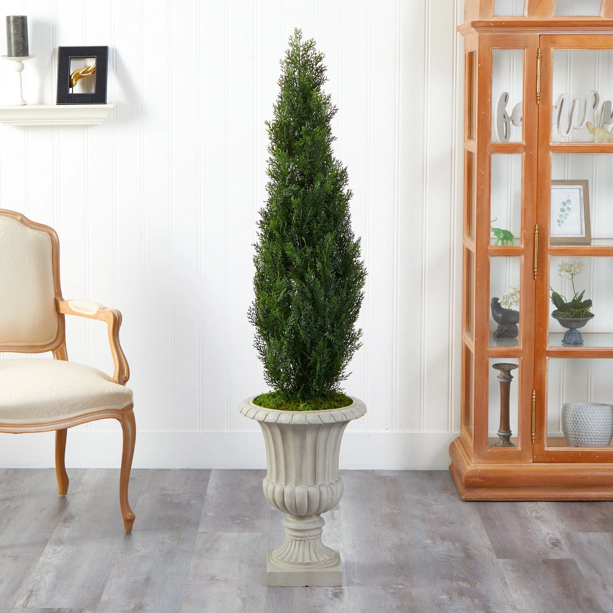 5' Cedar Artificial Tree in Sand Finished Urn (Indoor/Outdoor) - Image 3