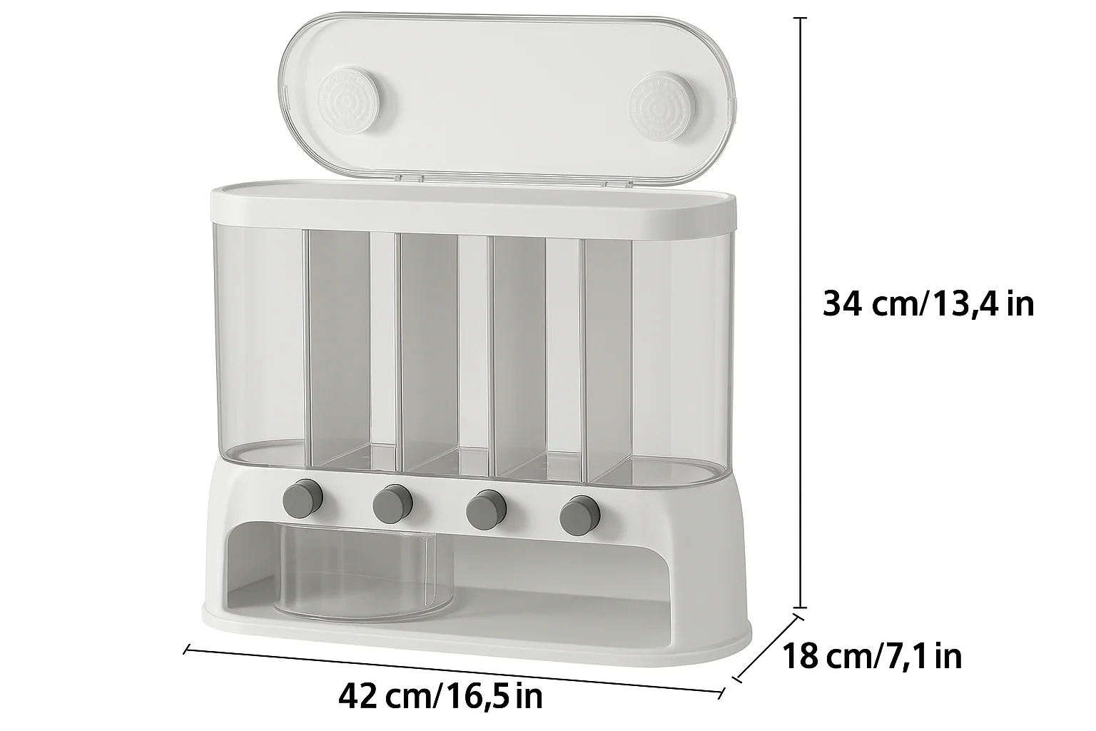 5 Compartment Grain Storage Container Airtight Rice Dispenser Bin - Image 5
