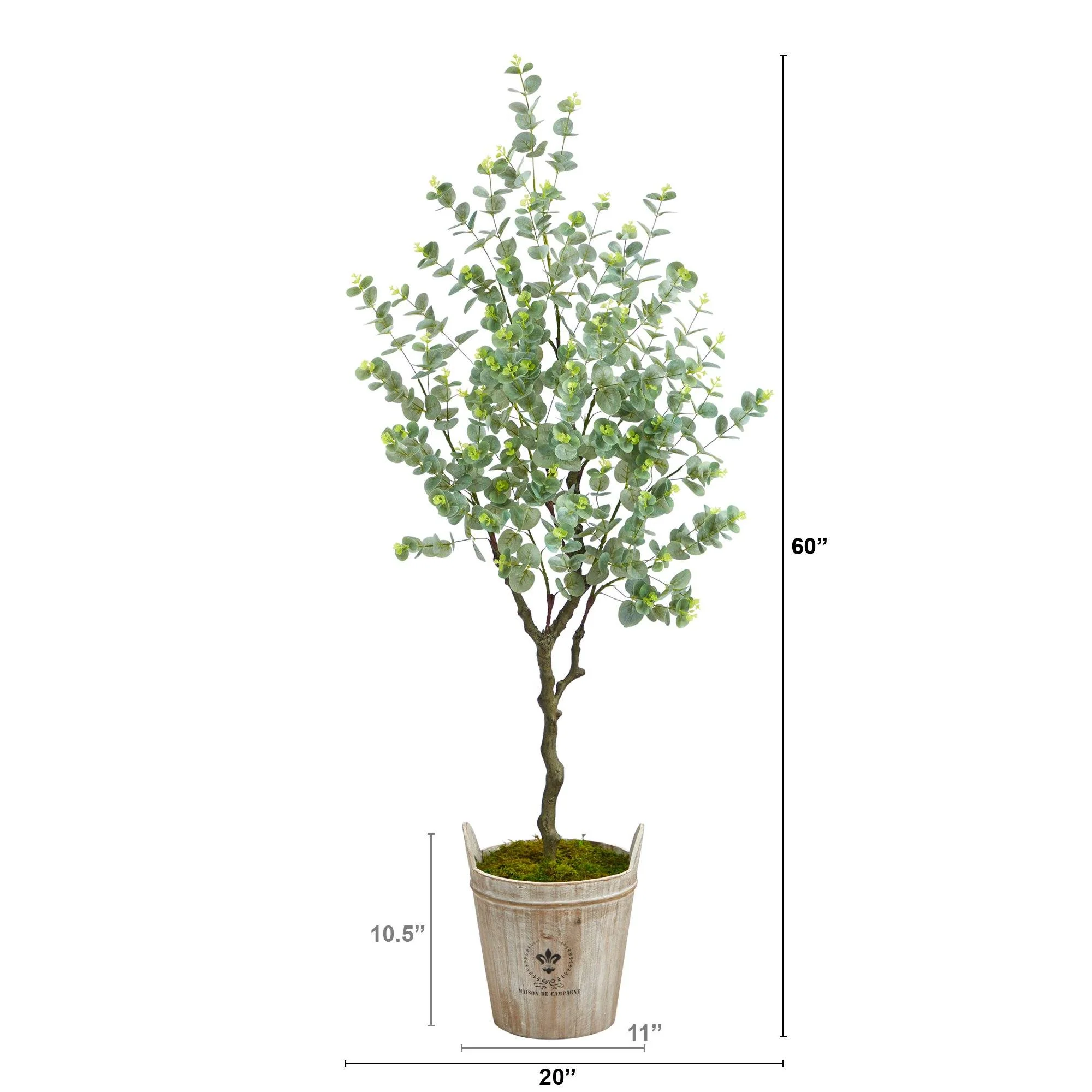 5’ Eucalyptus Artificial Tree in Farmhouse Planter - Image 2