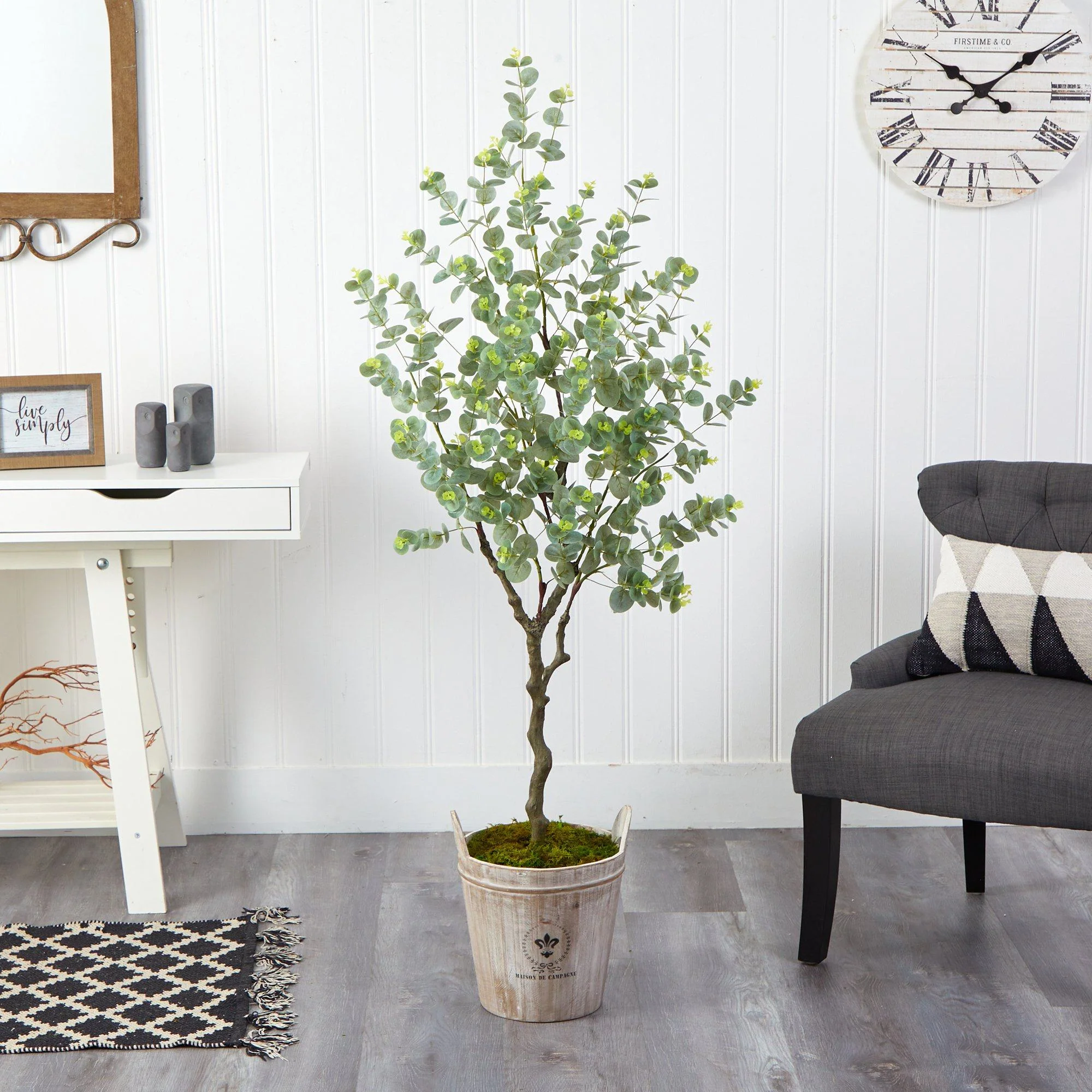 5’ Eucalyptus Artificial Tree in Farmhouse Planter - Image 3