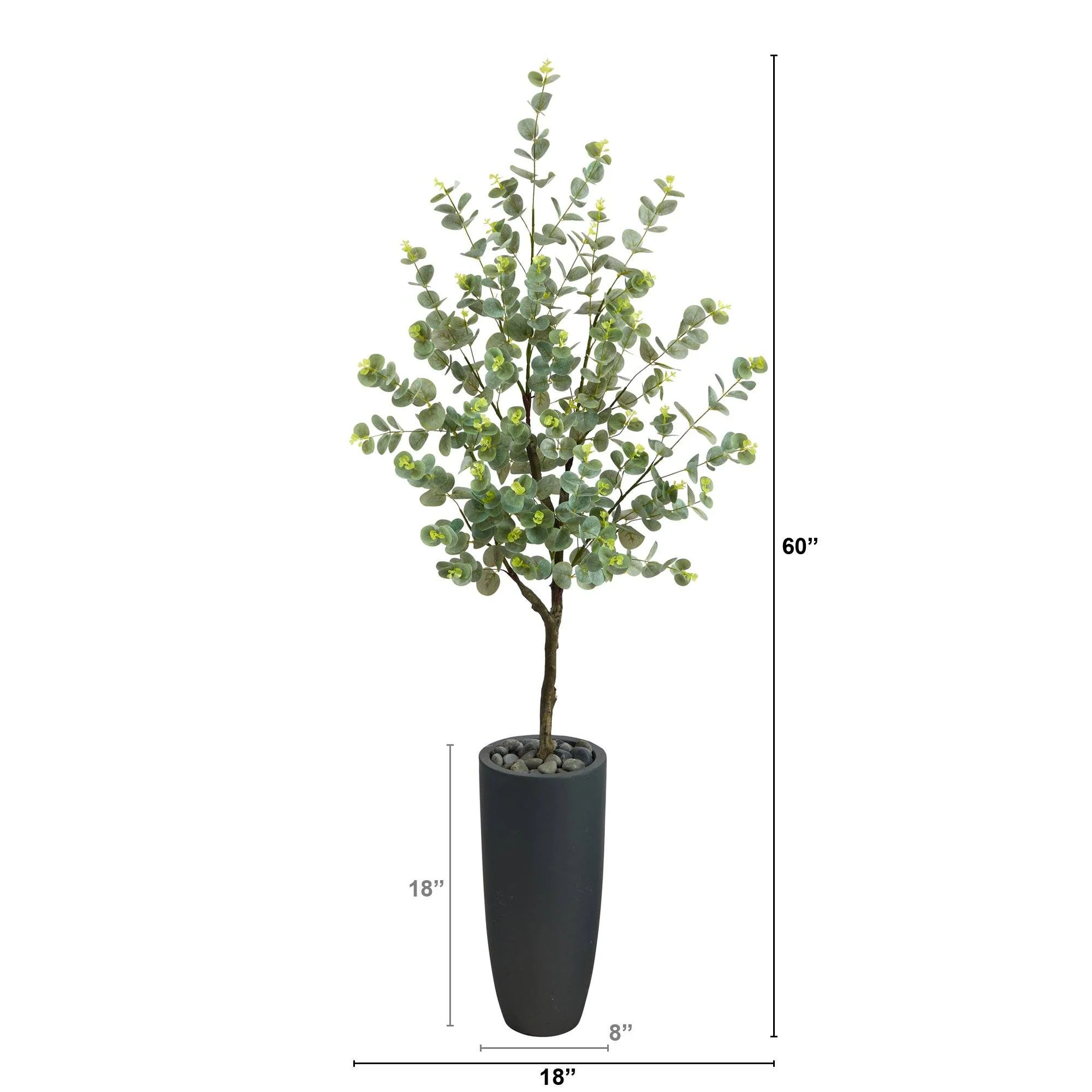 5’ Eucalyptus Artificial Tree in Gray Planter - Image 2