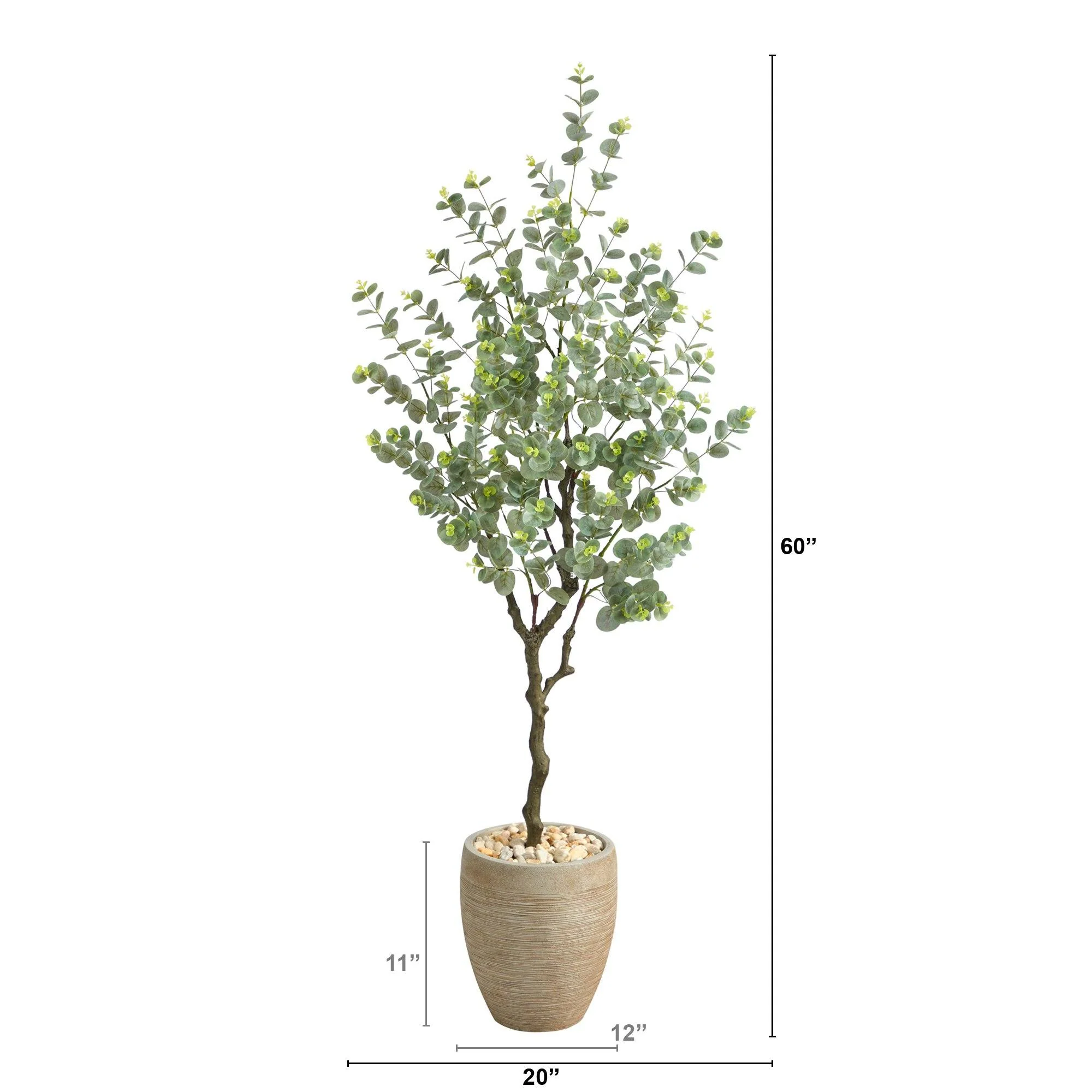 5’ Eucalyptus Artificial Tree in Sandstone Planter - Image 2