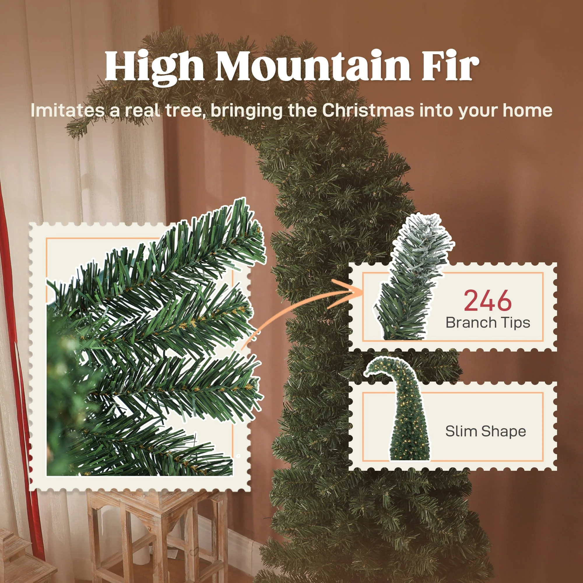 5 Ft Prelit Bent Top Christmas Tree with 300 LEDs and Metal Stand - Image 6