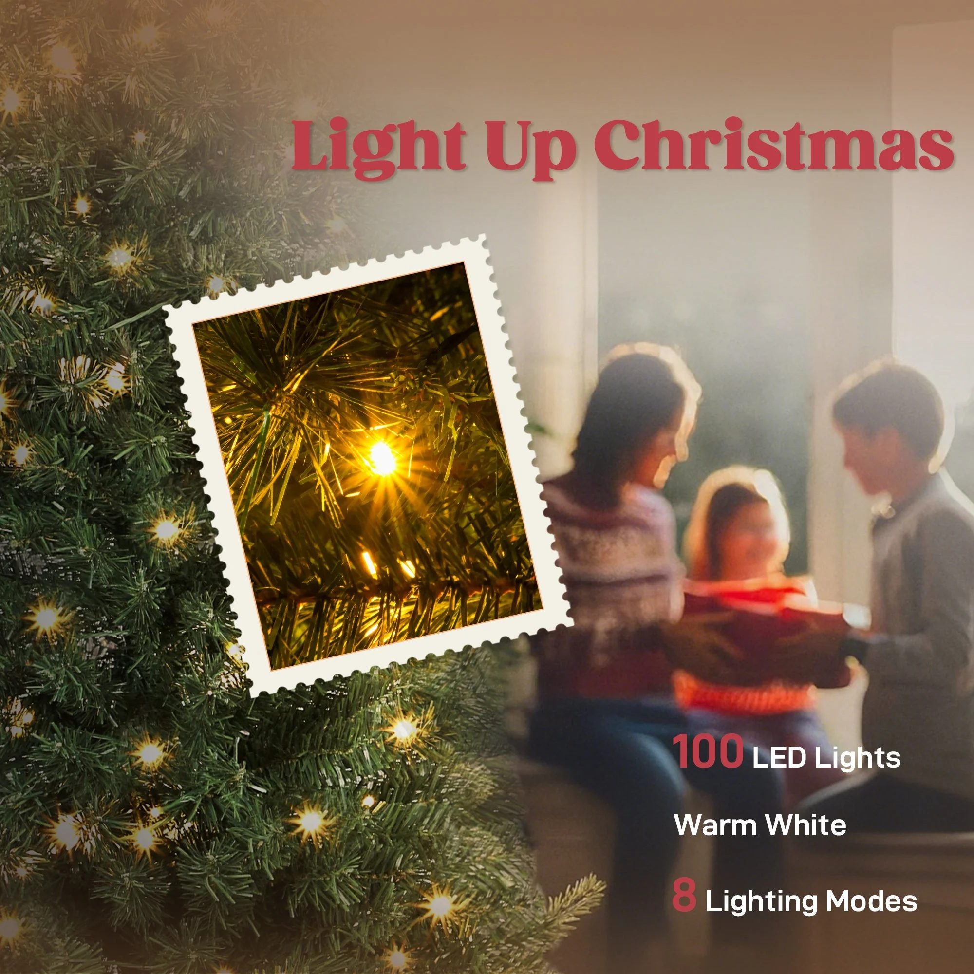 5 Ft Prelit Bent Top Christmas Tree with 300 LEDs and Metal Stand - Image 7