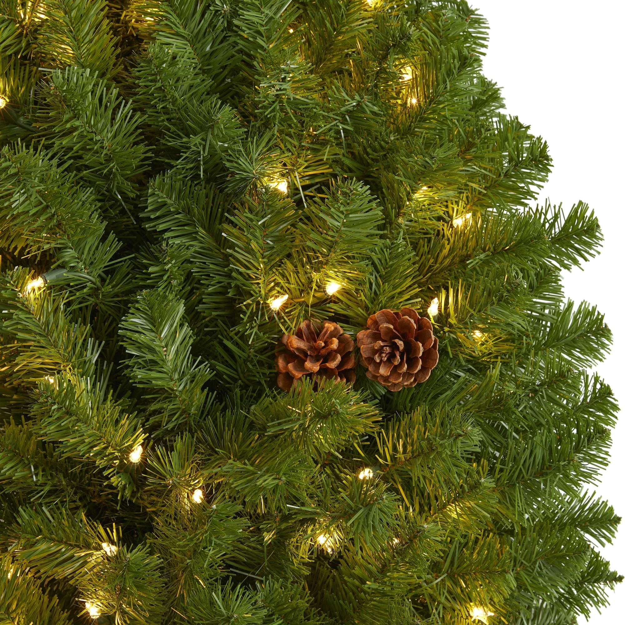 5’ Giant Artificial Christmas Wreath with 280 Warm White Lights and Pine Cones - Image 3