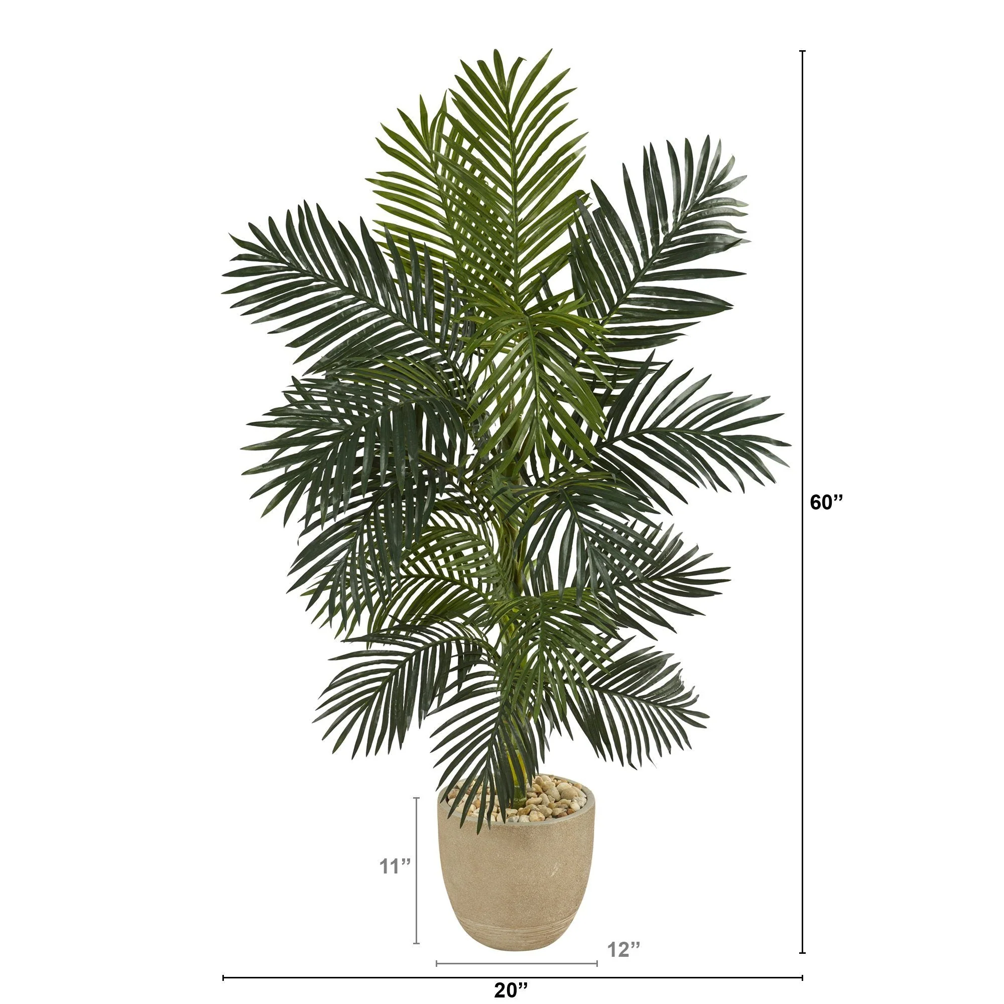 5’ Golden Cane Artificial Palm Tree in Sandstone Planter - Image 2