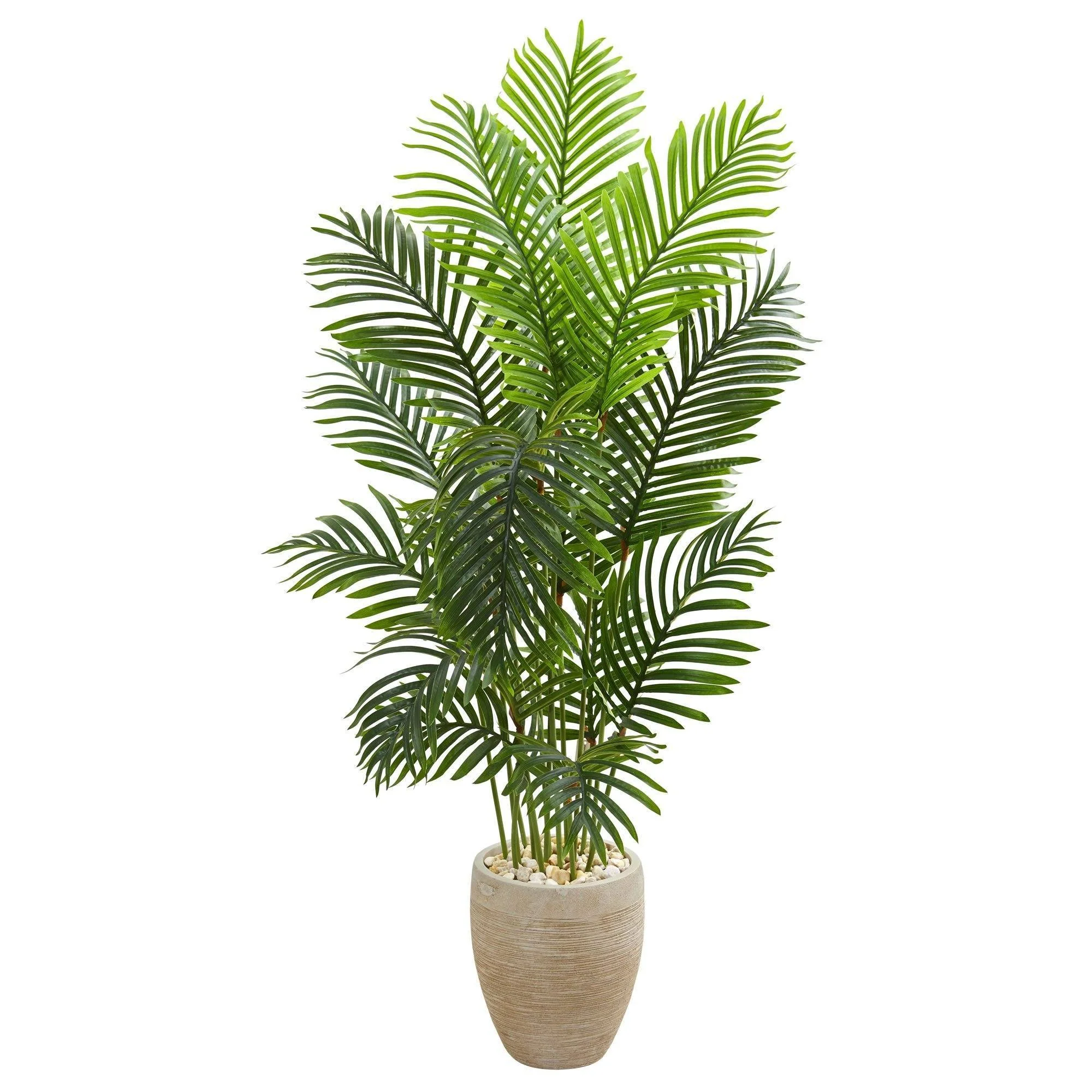 5’ Paradise Palm Artificial Tree in Sand Colored Planter - Image 3