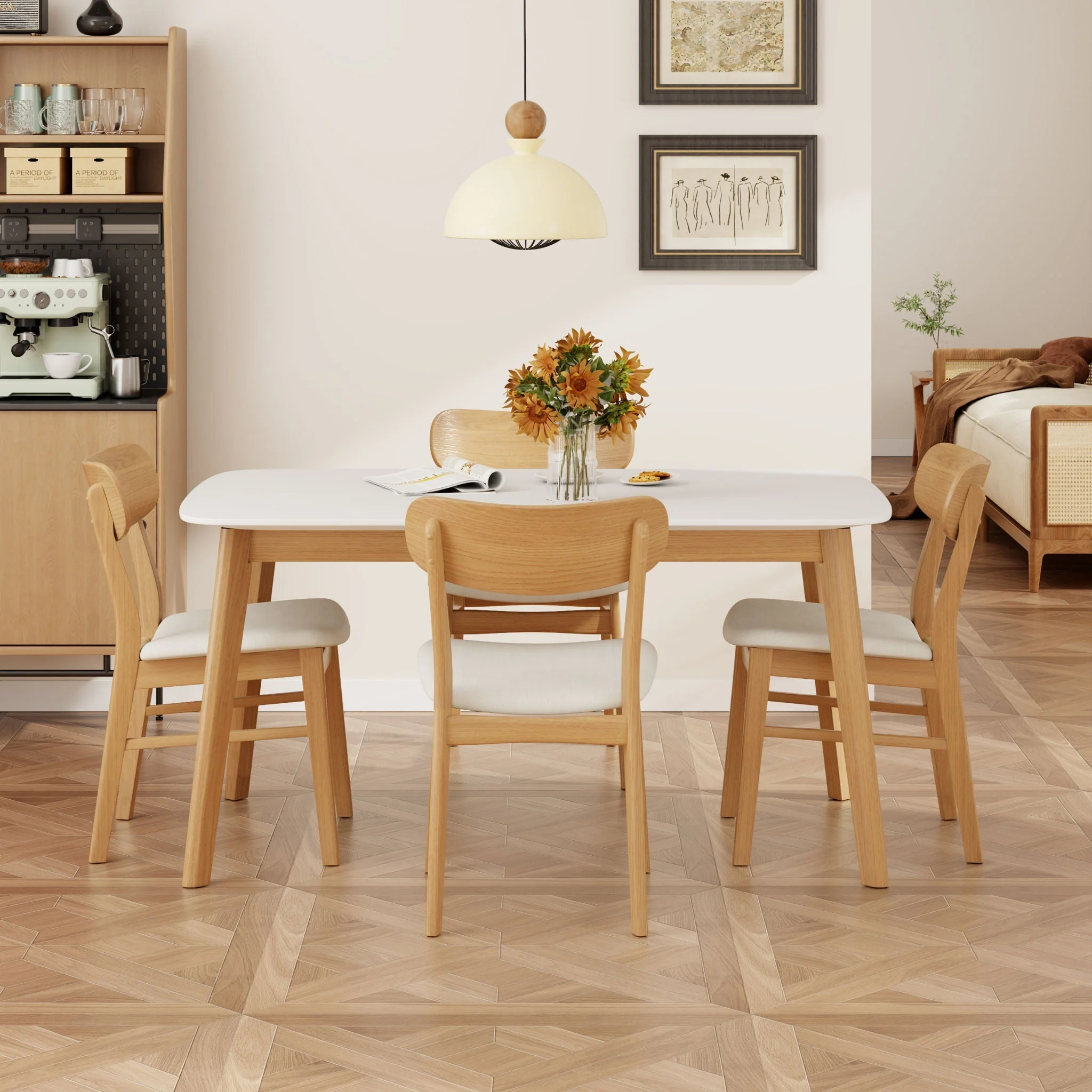 5 Piece Dining Set With Table And Upholstered Chairs - Image 3