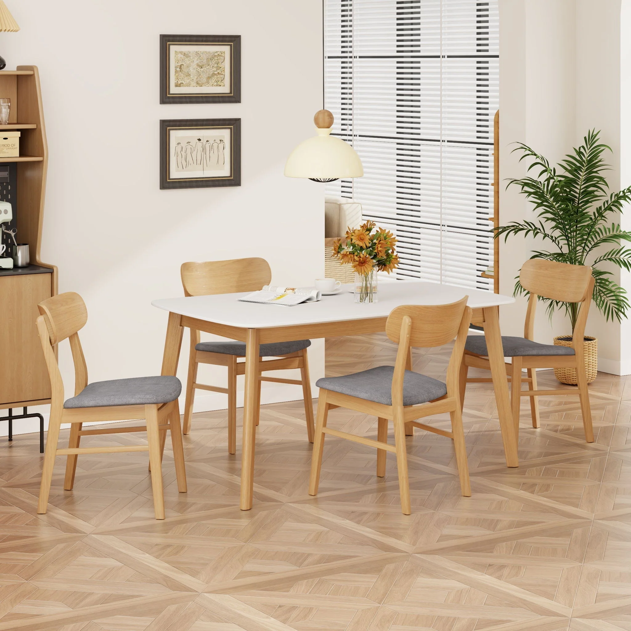 5 Piece Dining Set With Table And Upholstered Chairs - Image 4