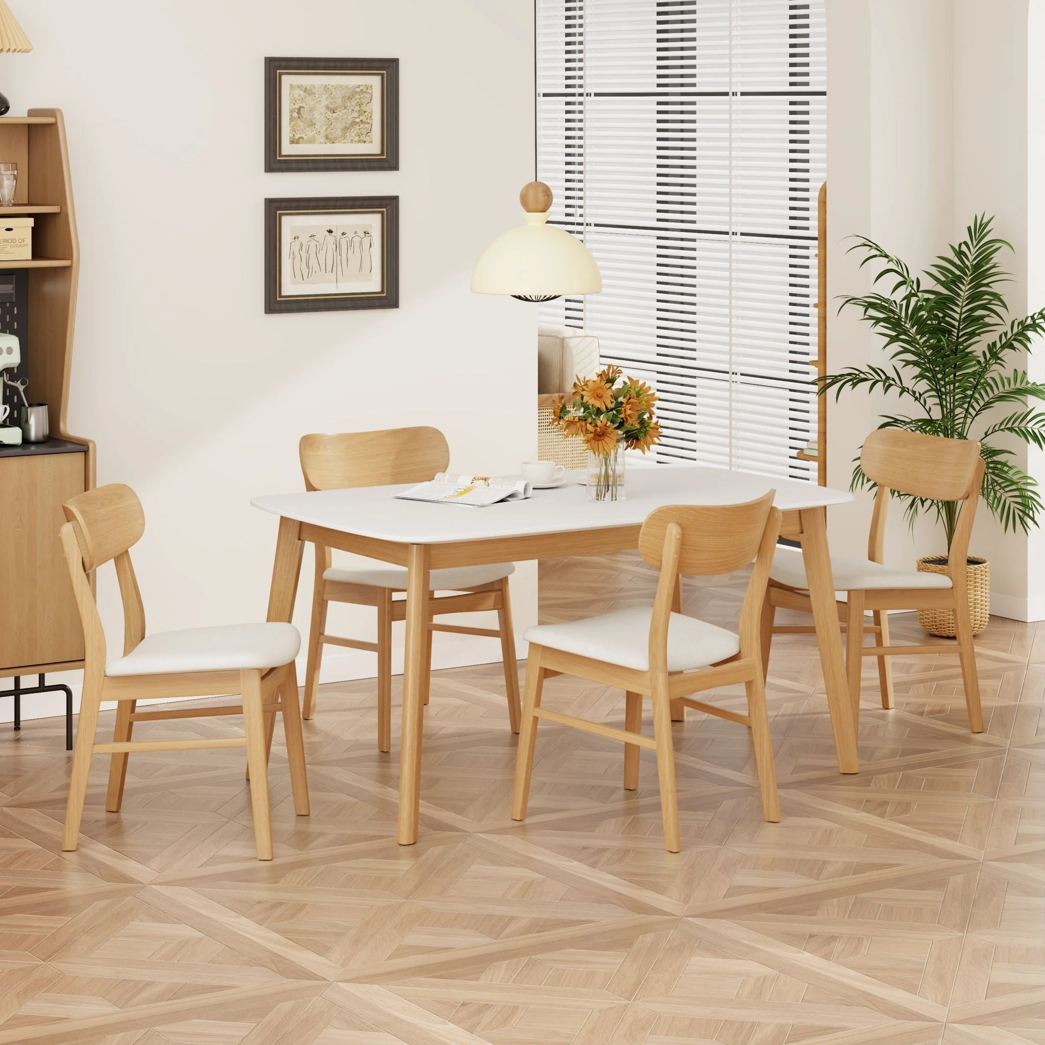 5 Piece Dining Set With Table And Upholstered Chairs - Image 5