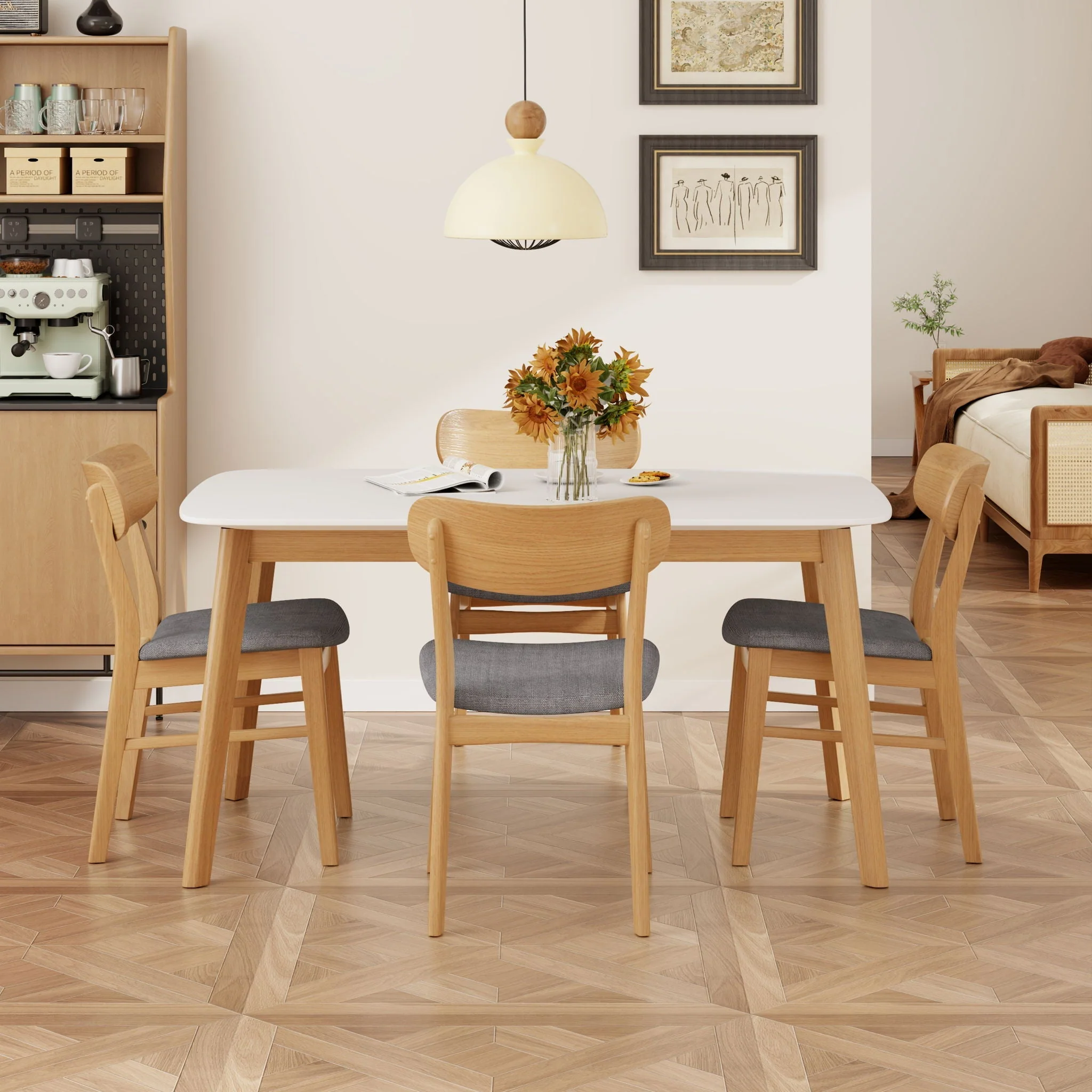5 Piece Dining Set With Table And Upholstered Chairs - Image 8