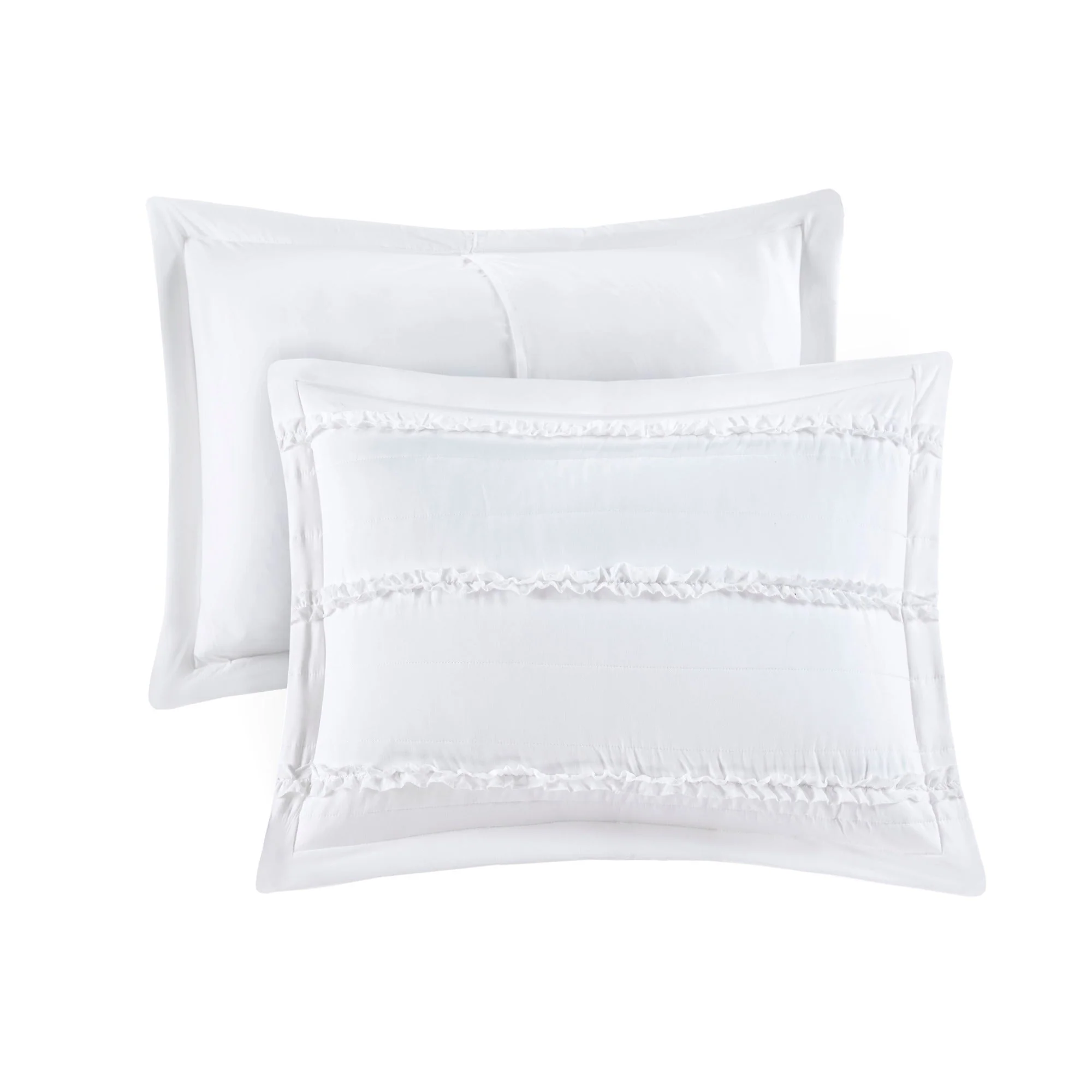 5 Piece Microfiber Ruffled Comforter Set White Queen - Image 10